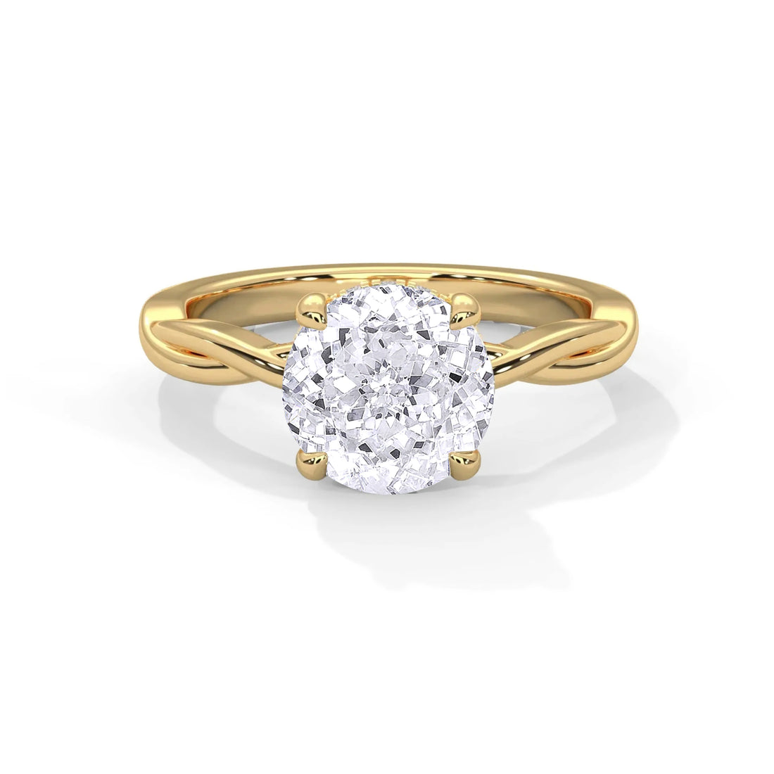 1.1 CT Round Portuguese Cut Moissanite Infinity Twist Solitaire Engagement Ring in 925 Sterling Silver