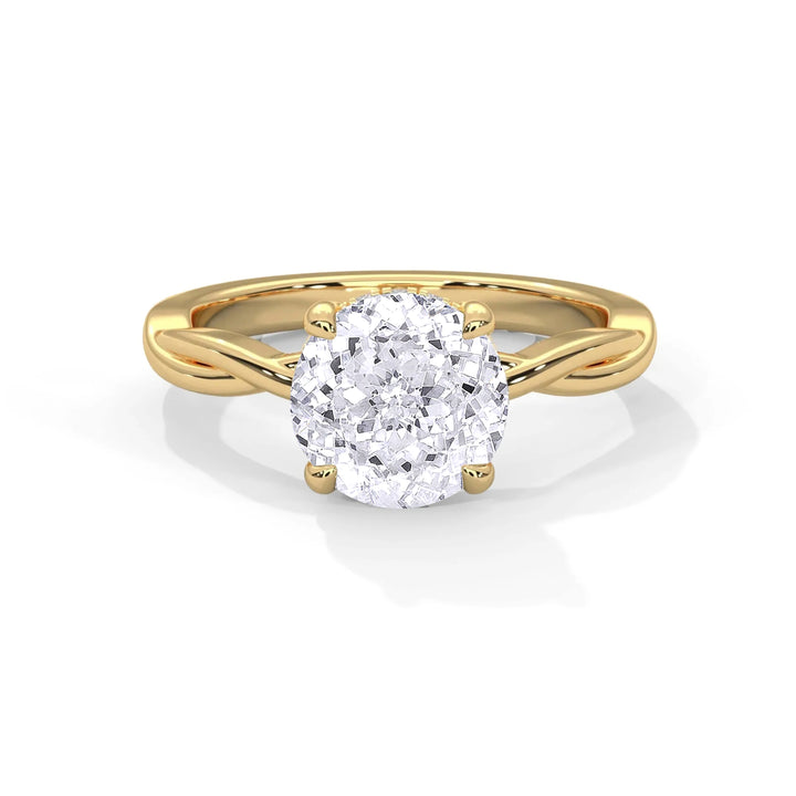 1.1 CT Round Portuguese Cut Moissanite Infinity Twist Solitaire Engagement Ring in 925 Sterling Silver