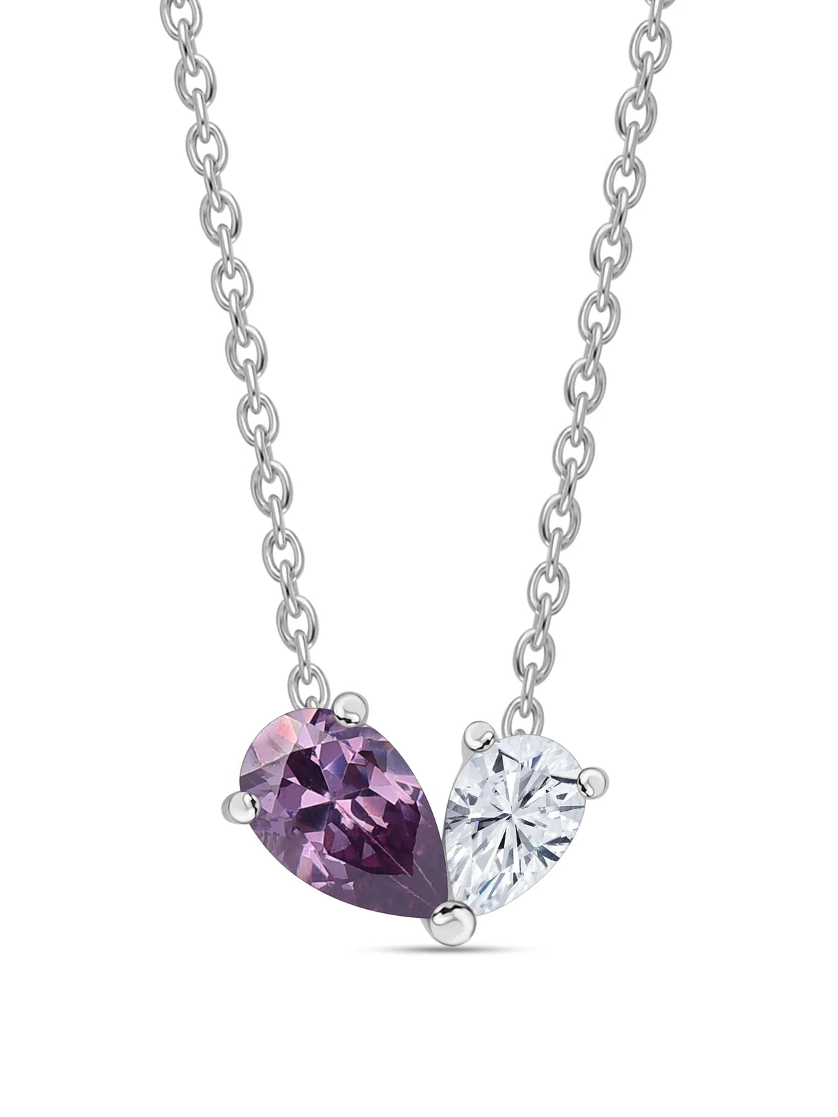 Toi Et Moi Blush Colour Stone with 1 carat Moissanite Pear Necklace