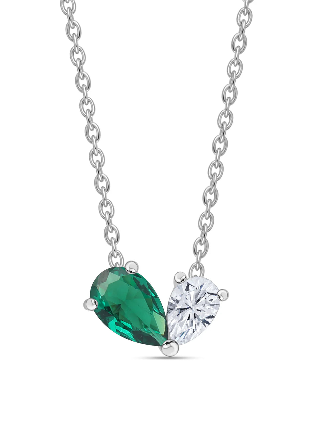 Toi Et Moi Blush Colour Stone with 1 carat Moissanite Pear Necklace