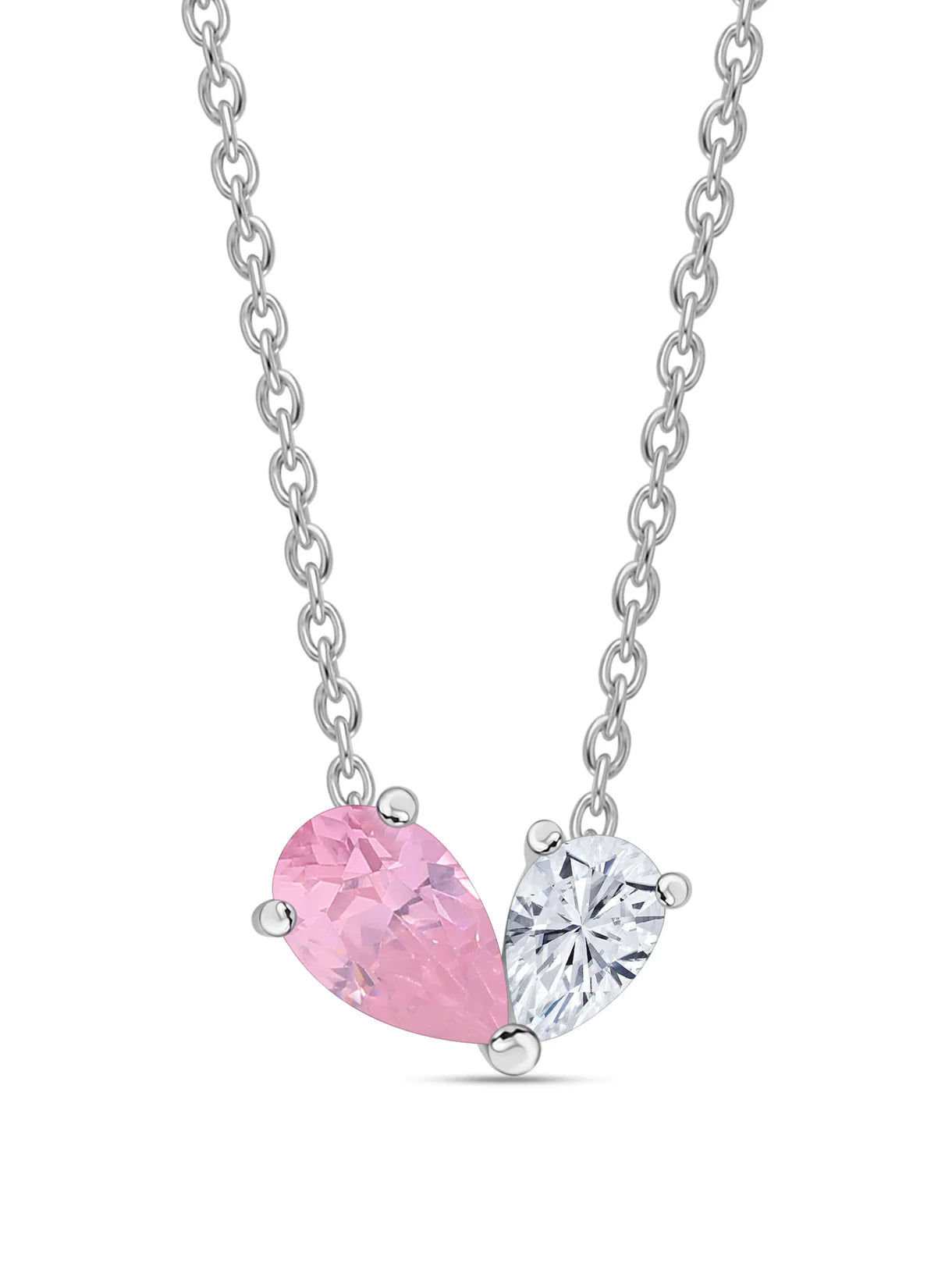 Toi Et Moi Blush Colour Stone with 1 carat Moissanite Pear Necklace