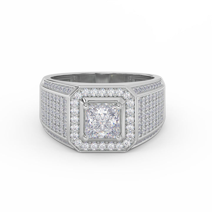 2 CT Princess Cut Solitaire Signet Moissanite Mens Ring