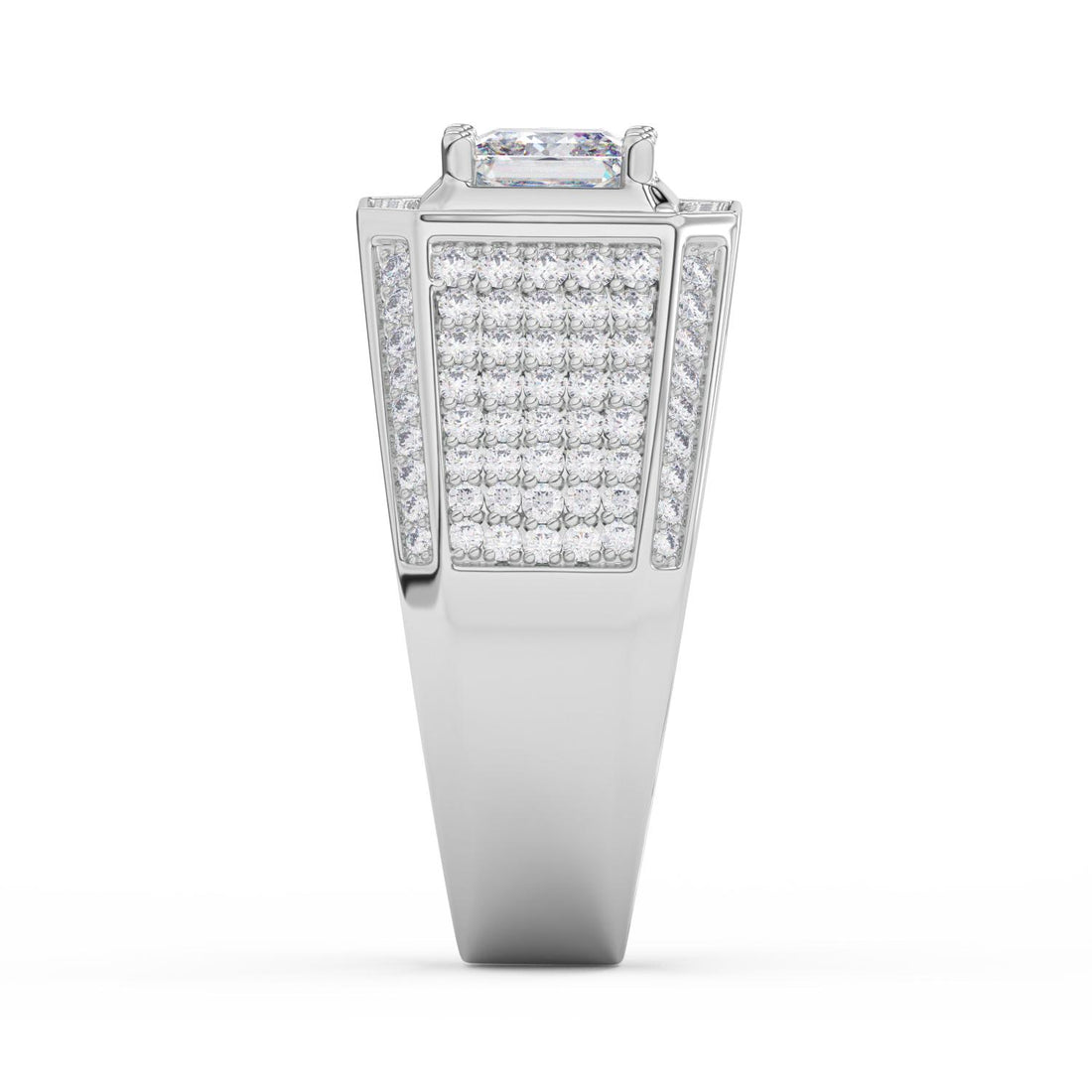 2 CT Princess Cut Solitaire Signet Moissanite Mens Ring