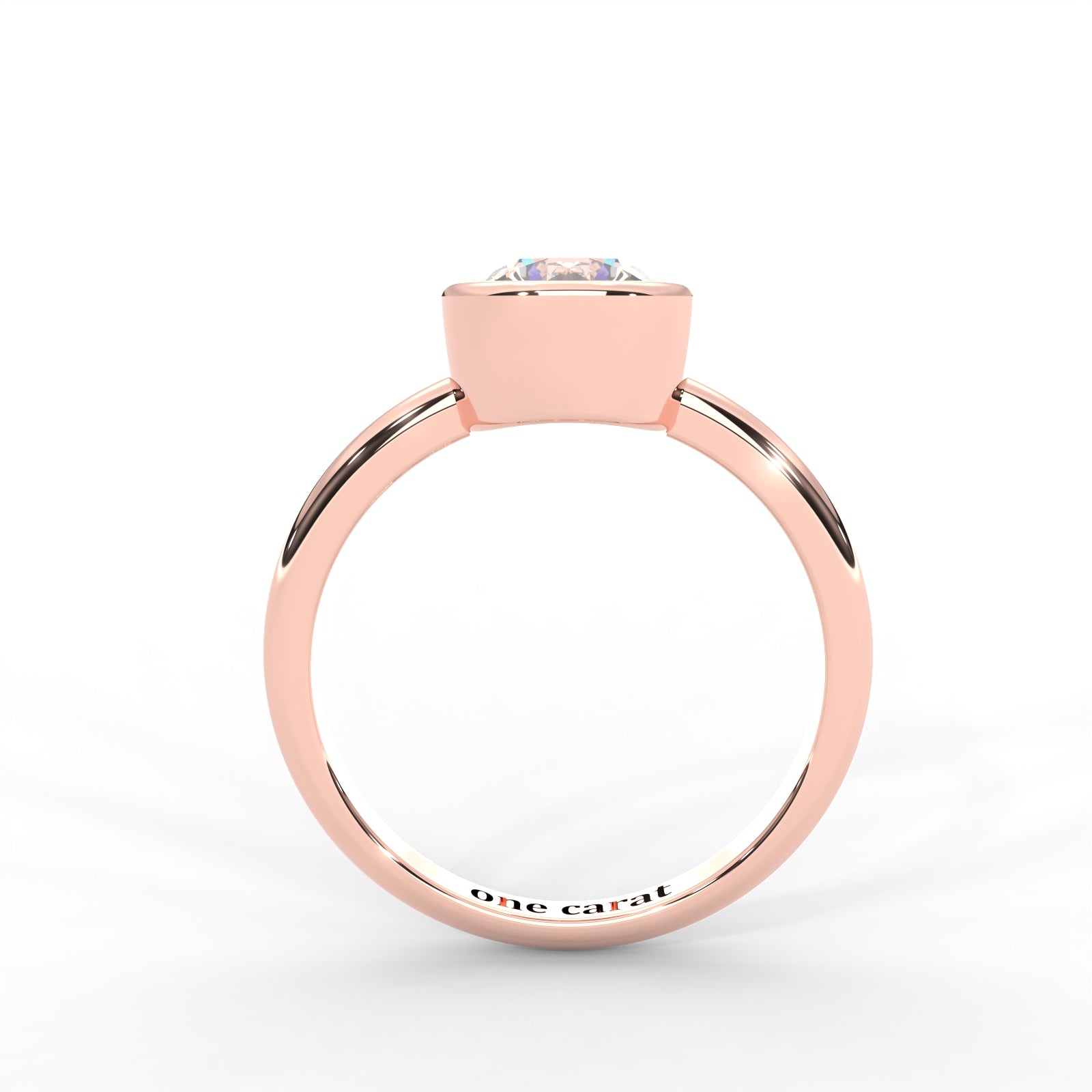 Round Moissanite Bezel Set Solitaire Ring - 1 CARAT in 14K White Gold Plated