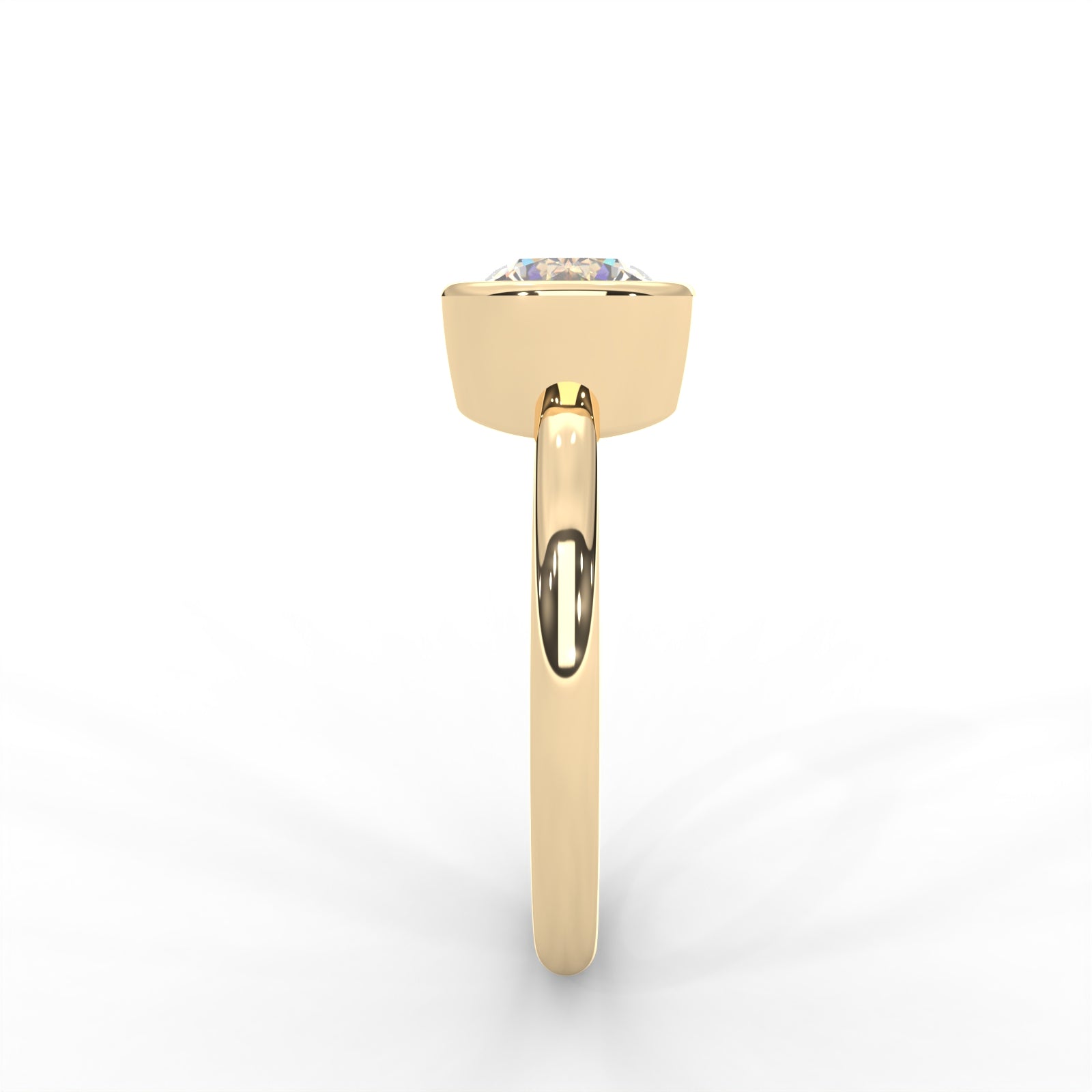 Round Moissanite Bezel Set Solitaire Ring - 1 CARAT in 14K White Gold Plated