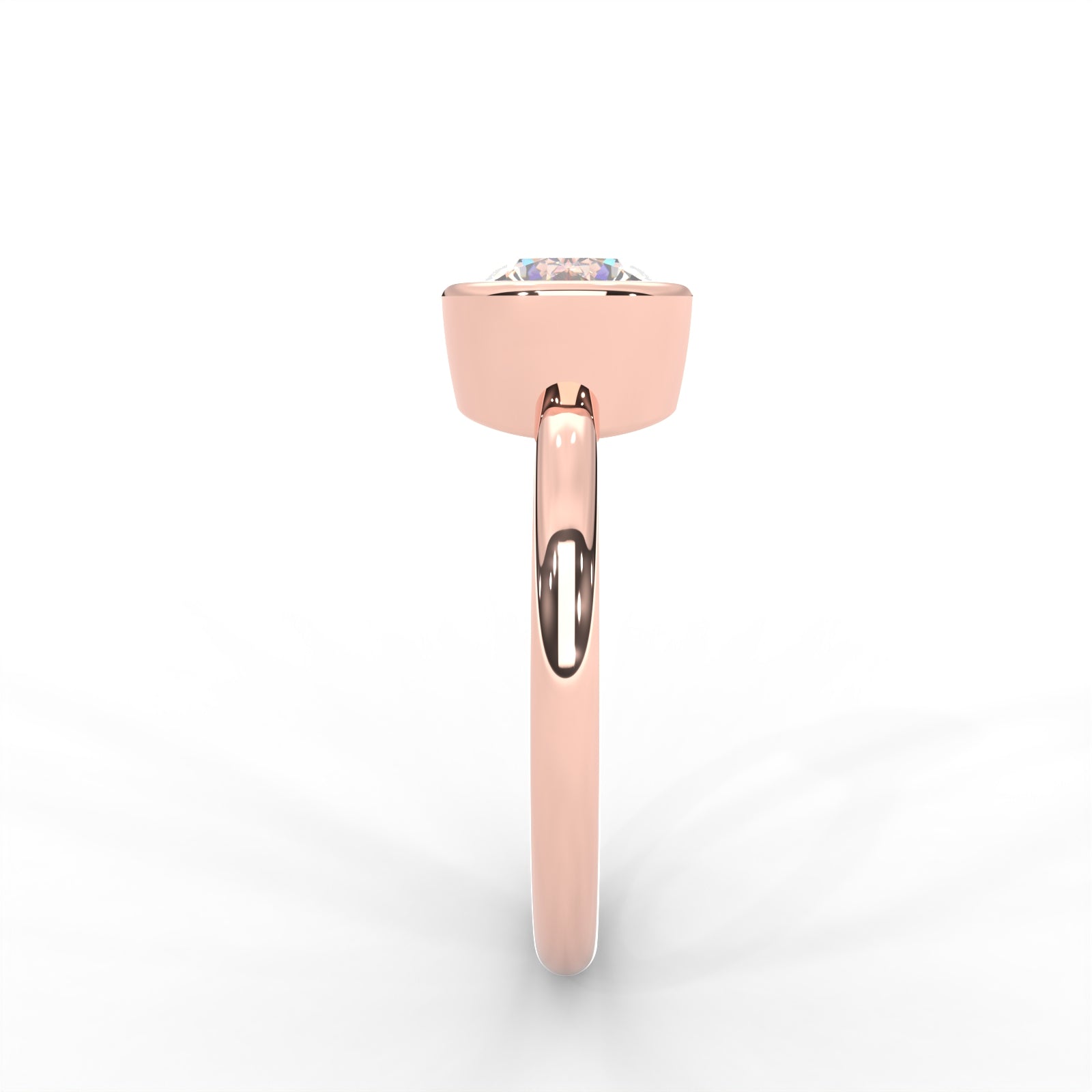 Round Moissanite Bezel Set Solitaire Ring - 1 CARAT in 14K White Gold Plated