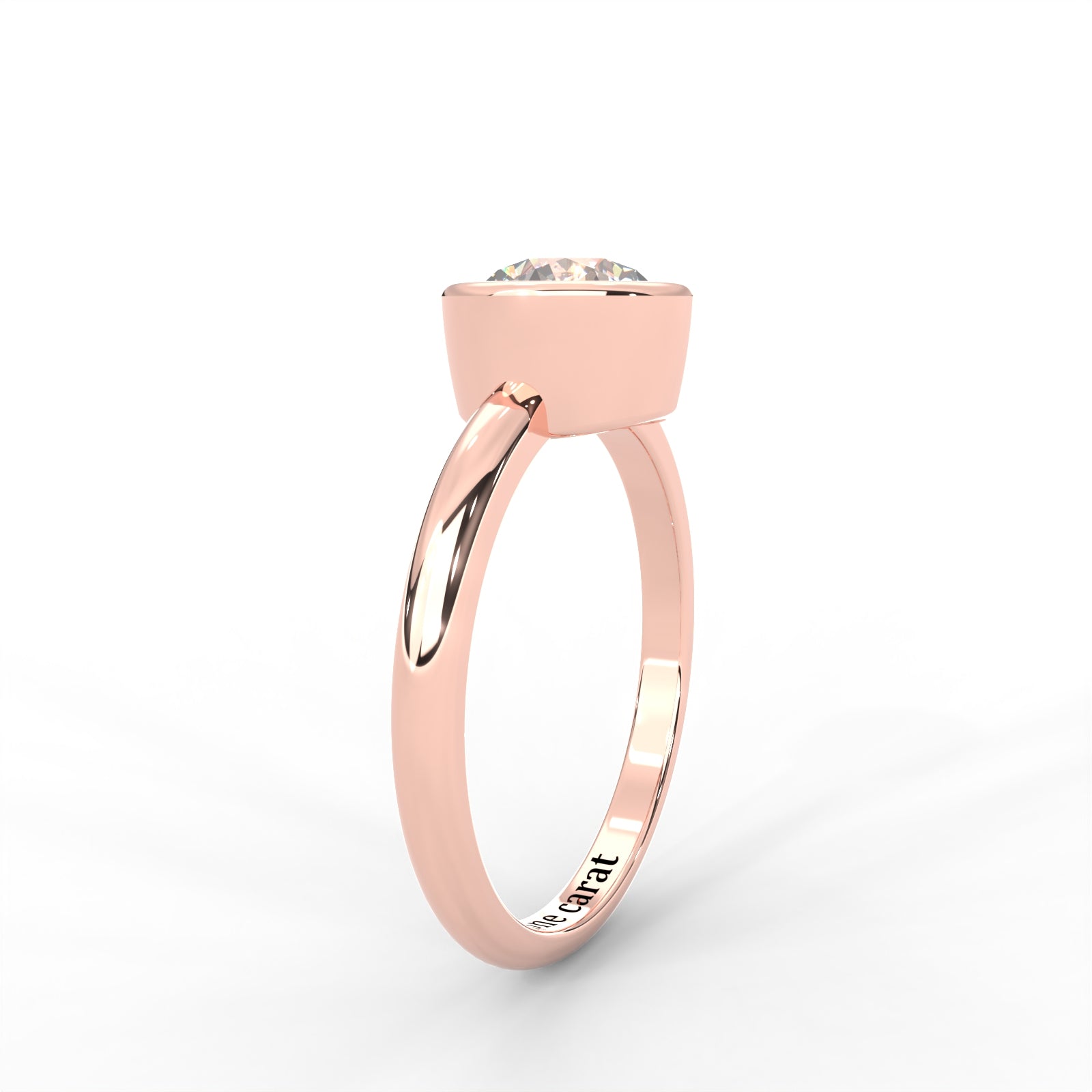 Round Moissanite Bezel Set Solitaire Ring - 1 CARAT in 14K White Gold Plated