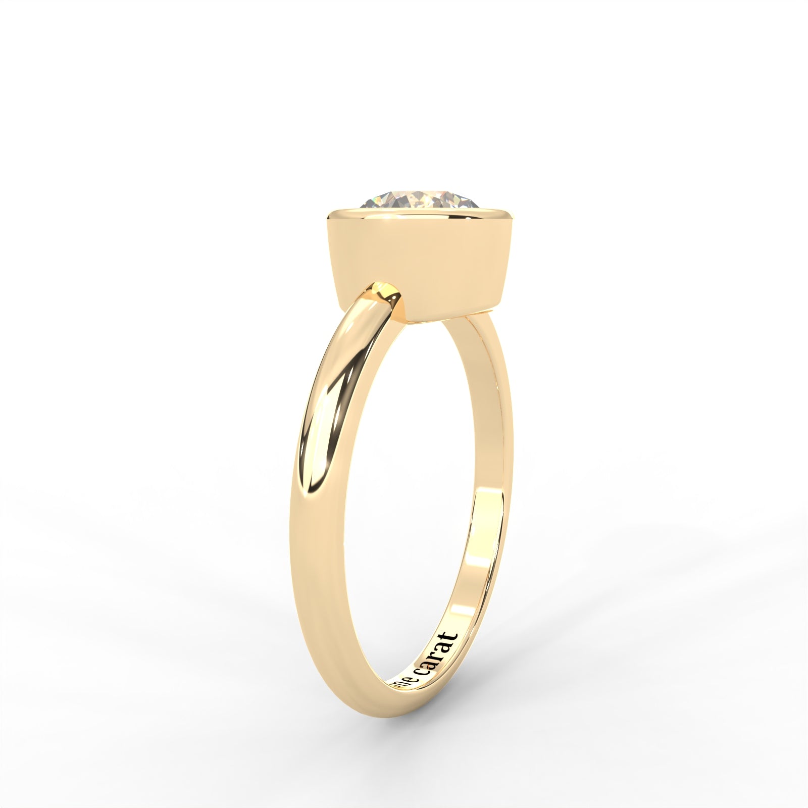 Round Moissanite Bezel Set Solitaire Ring - 1 CARAT in 14K White Gold Plated