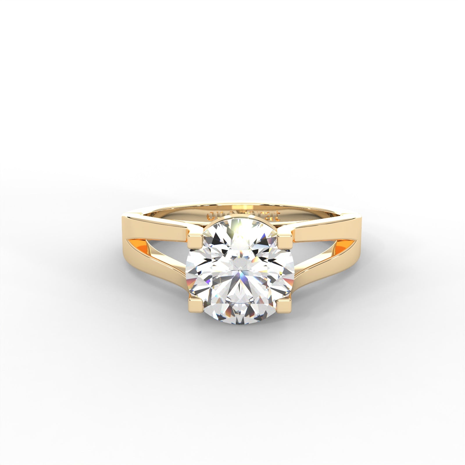 Moissanite Split Shank Solitaire - 1 CARAT in 14K White Gold Plated