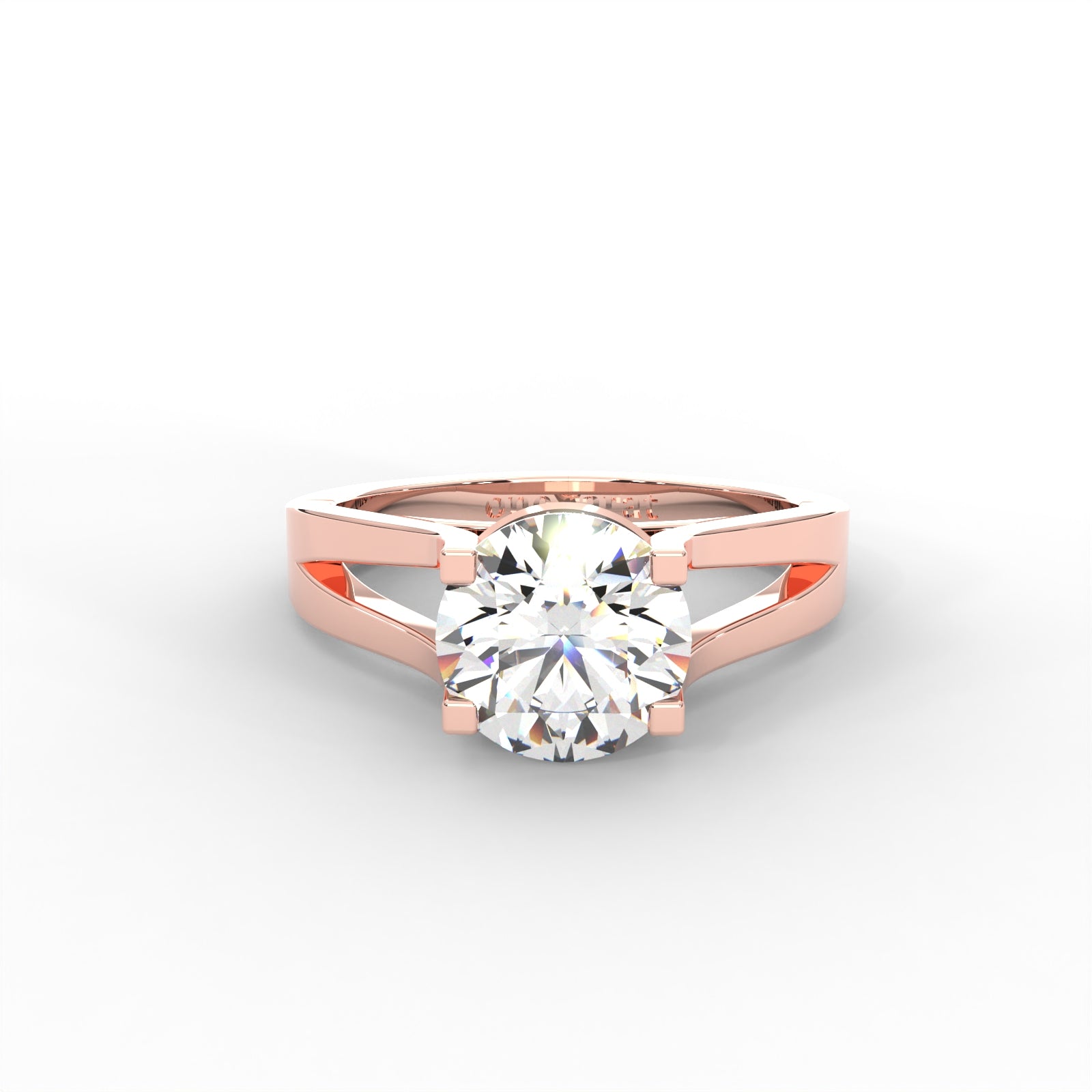 Moissanite Split Shank Solitaire - 1 CARAT in 14K White Gold Plated