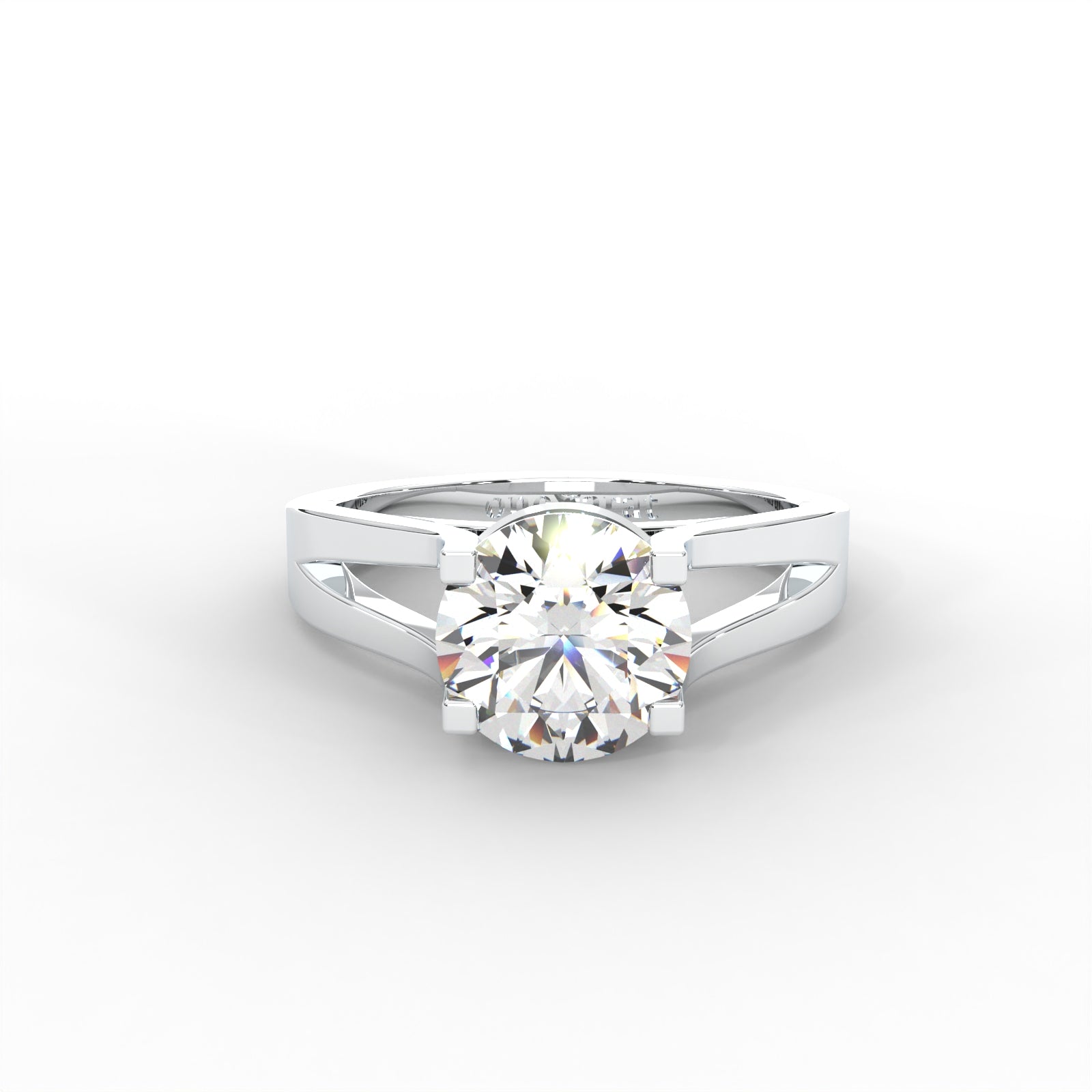 Moissanite Split Shank Solitaire - 1 CARAT in 14K White Gold Plated