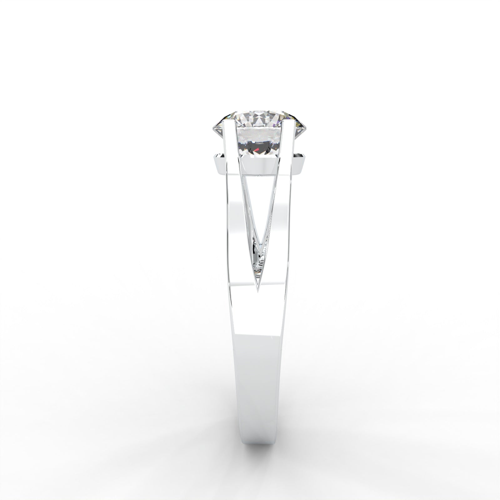 Moissanite Split Shank Solitaire - 1 CARAT in 14K White Gold Plated