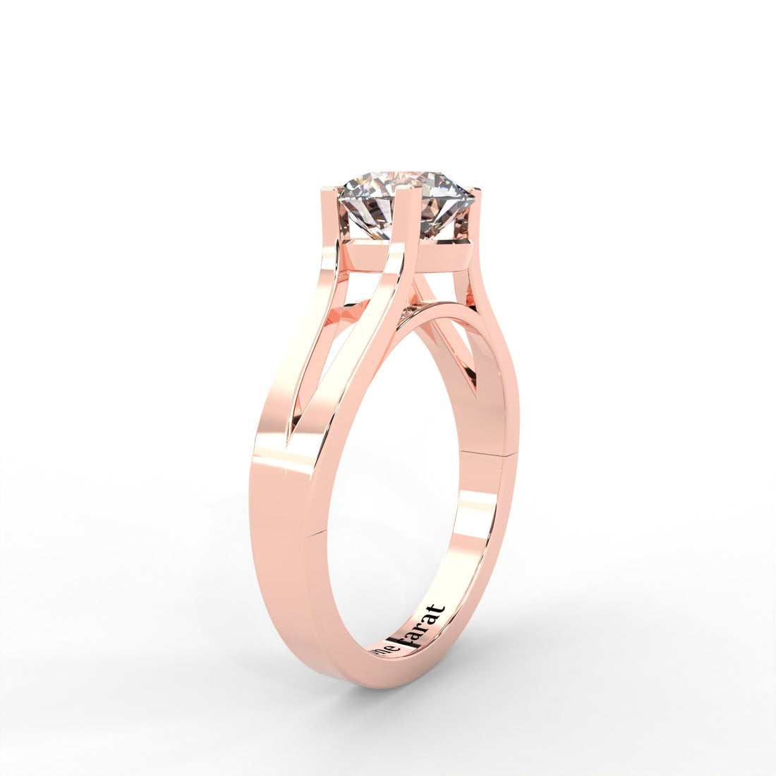 Moissanite Split Shank Solitaire - 1 CARAT in 14K White Gold Plated