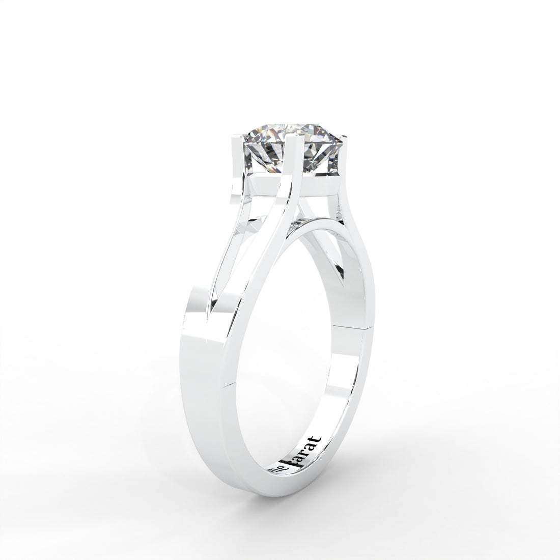 Moissanite Split Shank Solitaire - 1 CARAT in 14K White Gold Plated