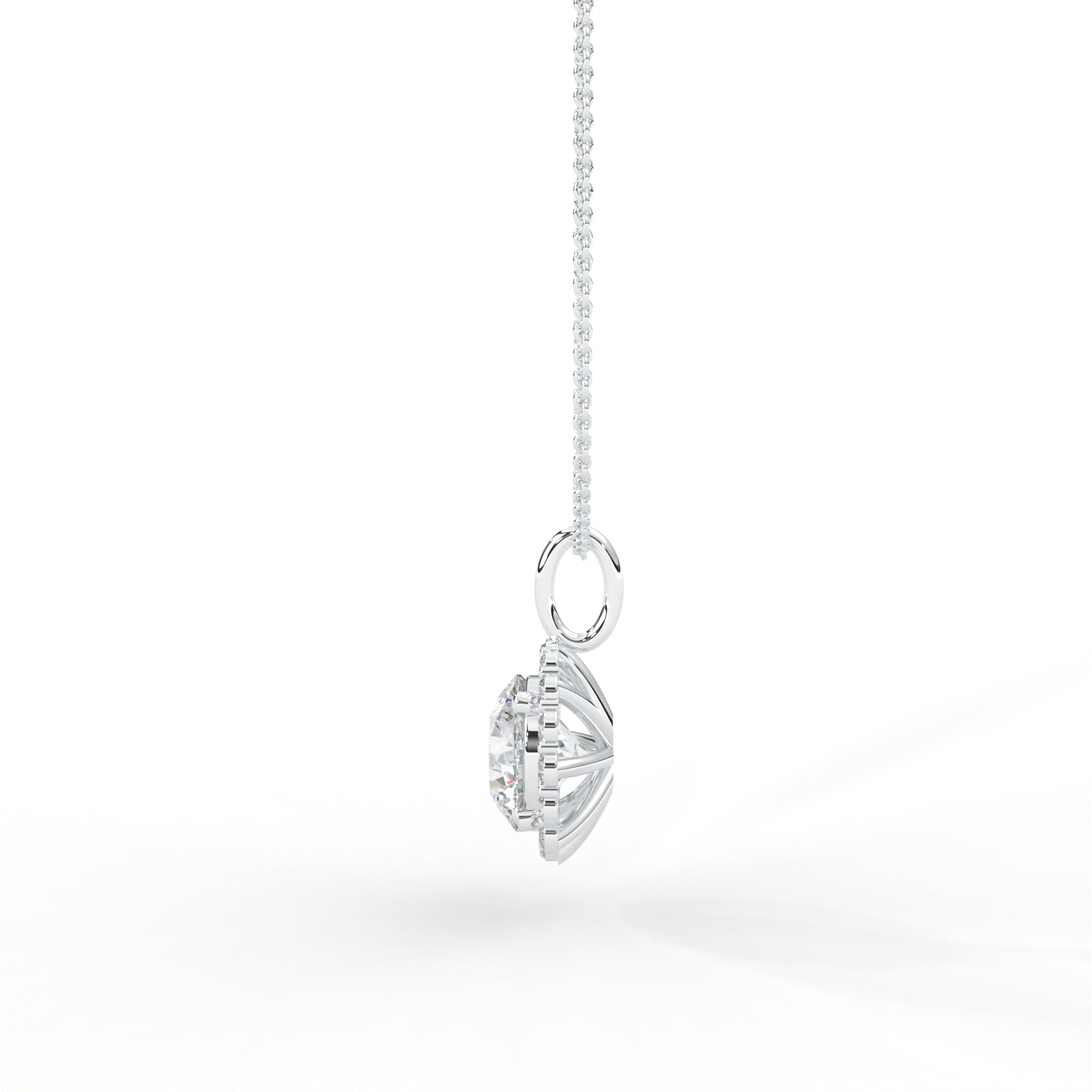 1 CARAT Round Moissanite Halo Necklace in 14K Yellow Gold Plated