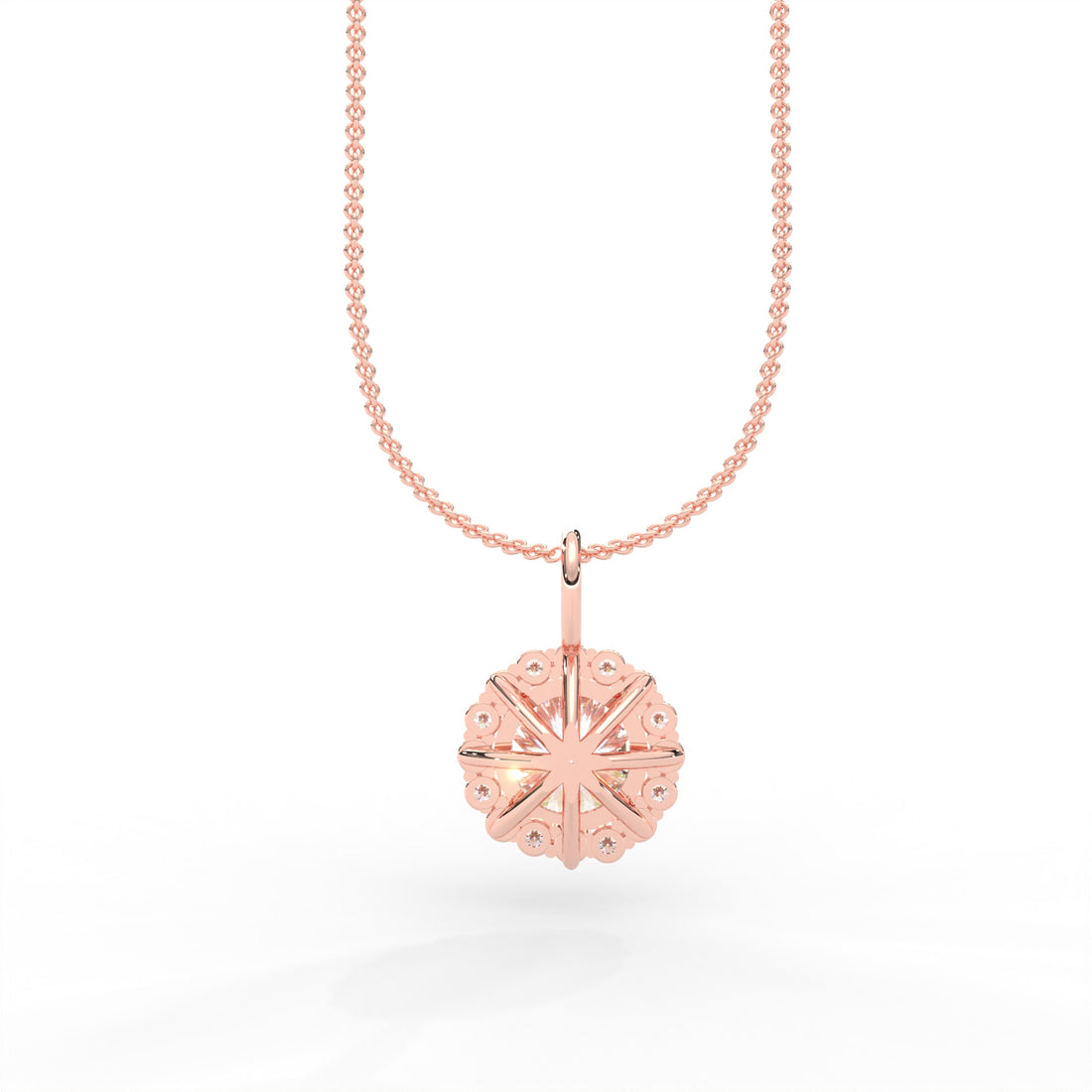 1 CARAT Round Moissanite Halo Necklace in 14K Yellow Gold Plated