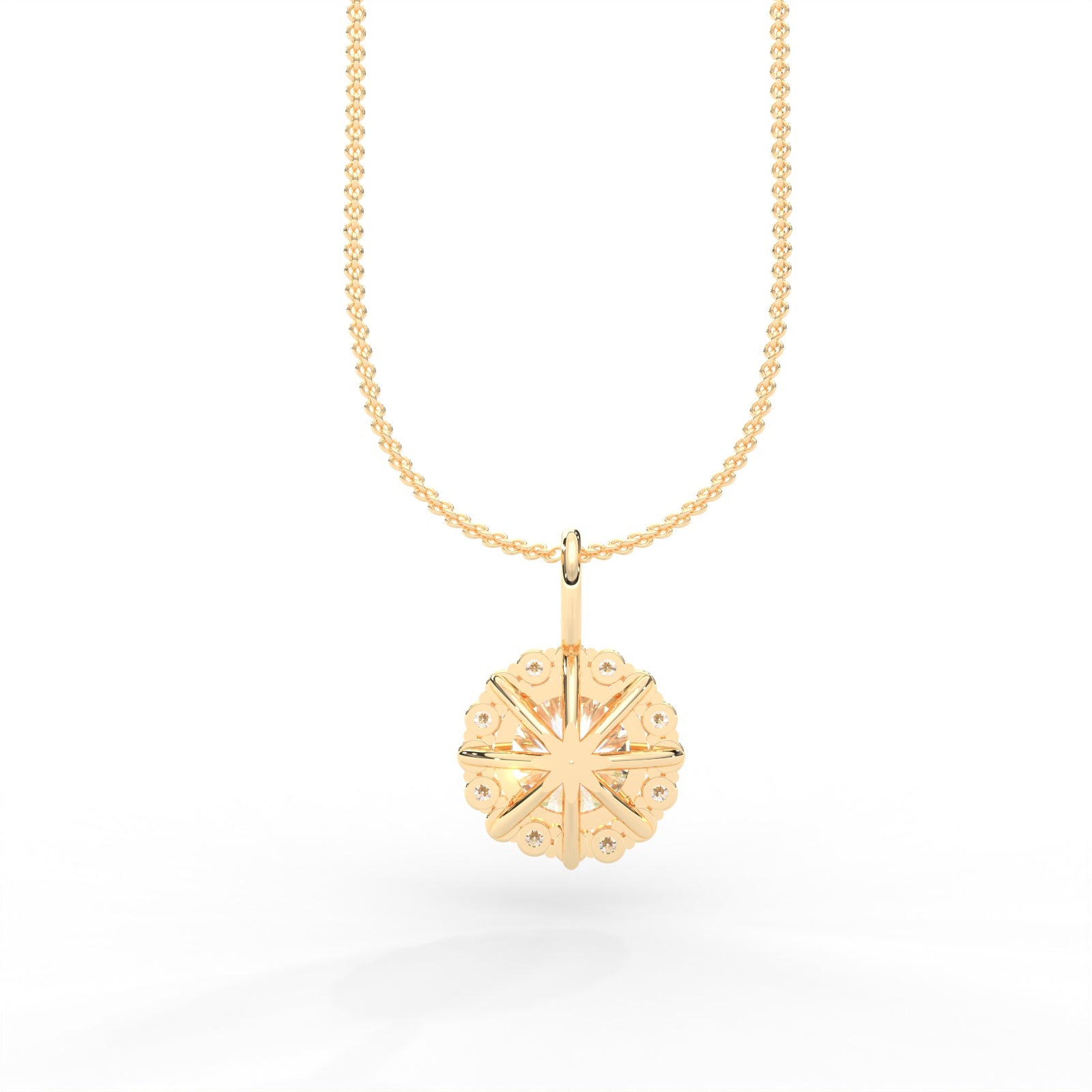 1 CARAT Round Moissanite Halo Necklace in 14K Yellow Gold Plated