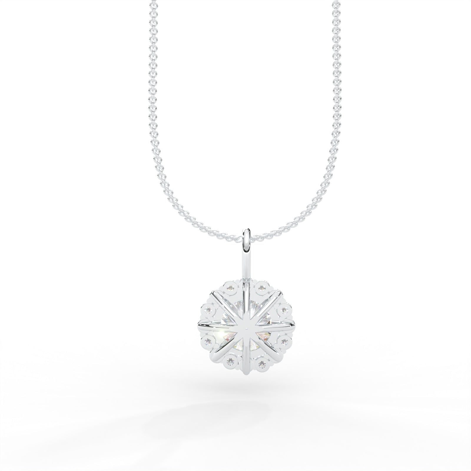 1 CARAT Round Moissanite Halo Necklace in 14K Yellow Gold Plated