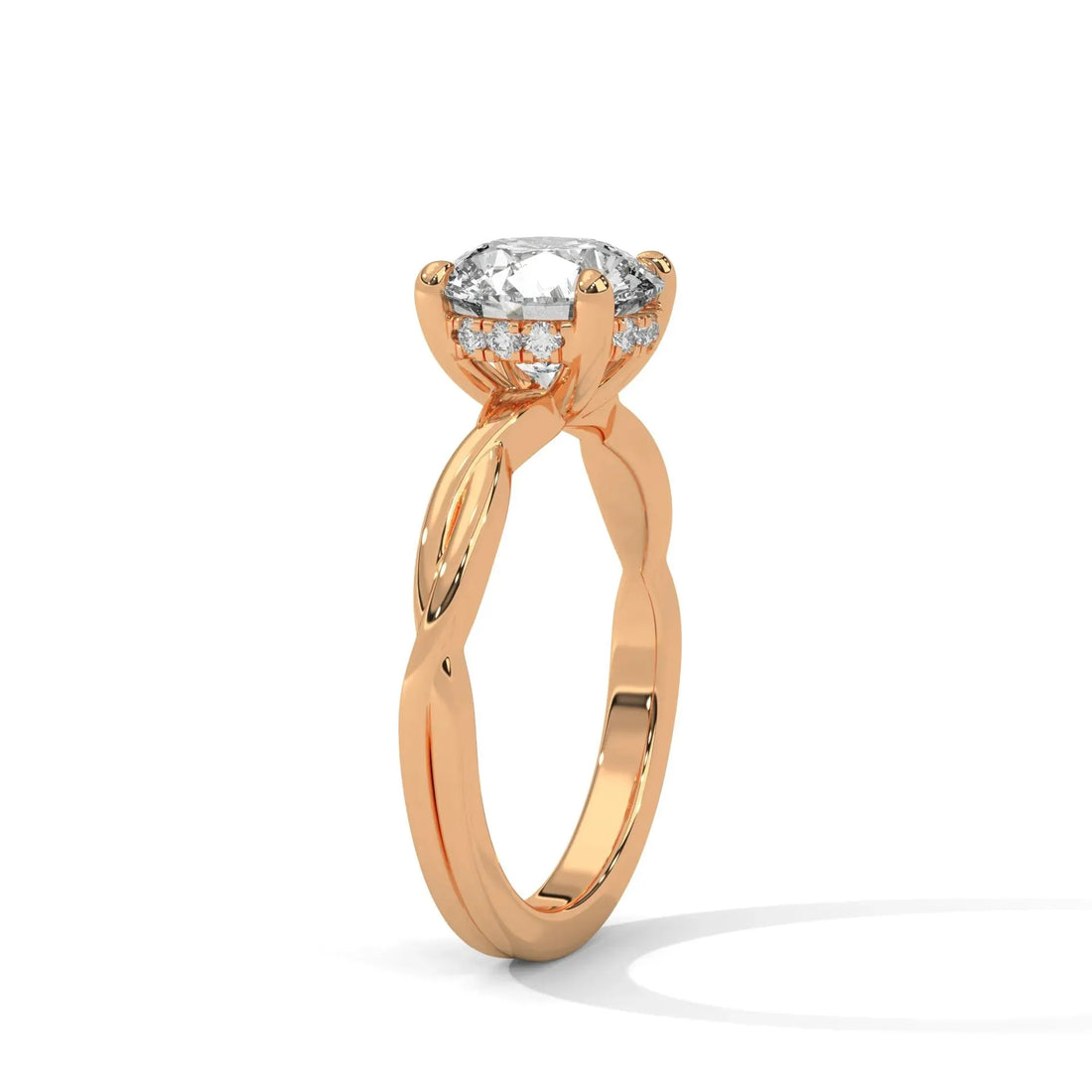 1.1 CT Round Portuguese Cut Moissanite Infinity Twist Solitaire Engagement Ring in 925 Sterling Silver