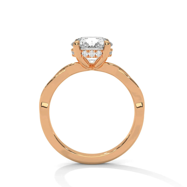 1.1 CT Round Portuguese Cut Moissanite Infinity Twist Solitaire Engagement Ring in 925 Sterling Silver
