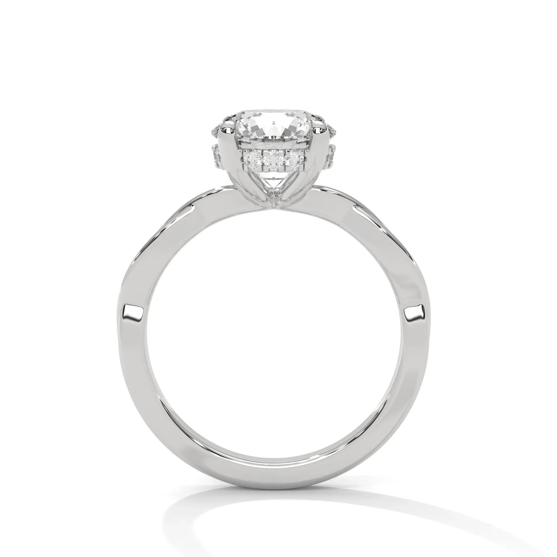1.1 CT Round Portuguese Cut Moissanite Infinity Twist Solitaire Engagement Ring in 925 Sterling Silver