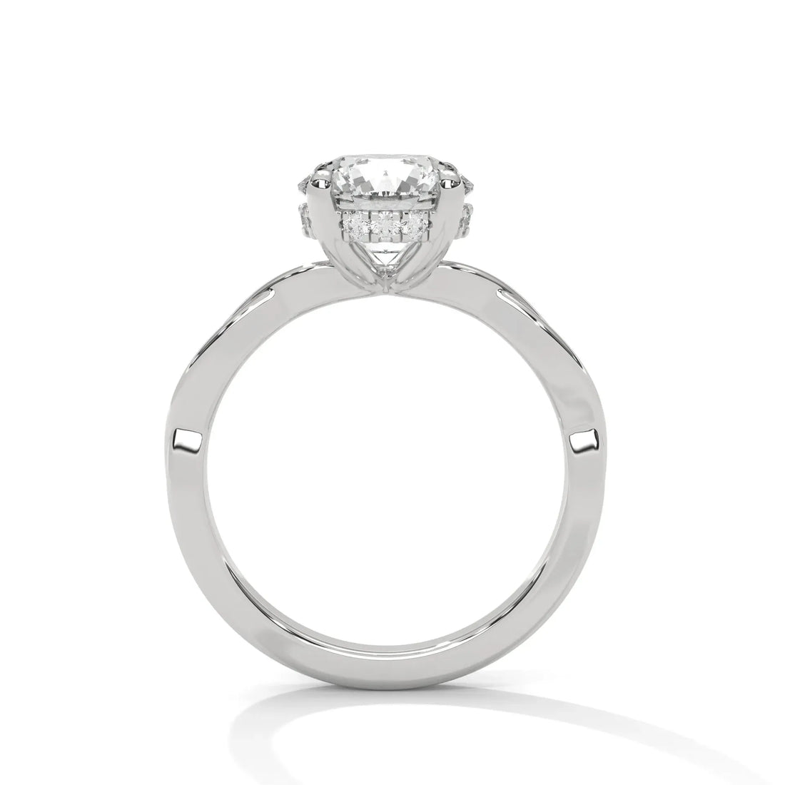 1.1 CT Round Portuguese Cut Moissanite Infinity Twist Solitaire Engagement Ring in 925 Sterling Silver