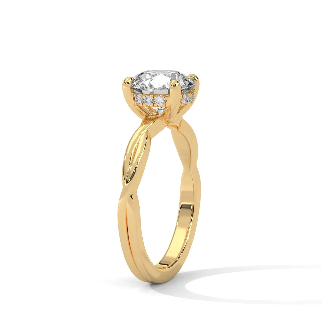 1.1 CT Round Portuguese Cut Moissanite Infinity Twist Solitaire Engagement Ring in 925 Sterling Silver