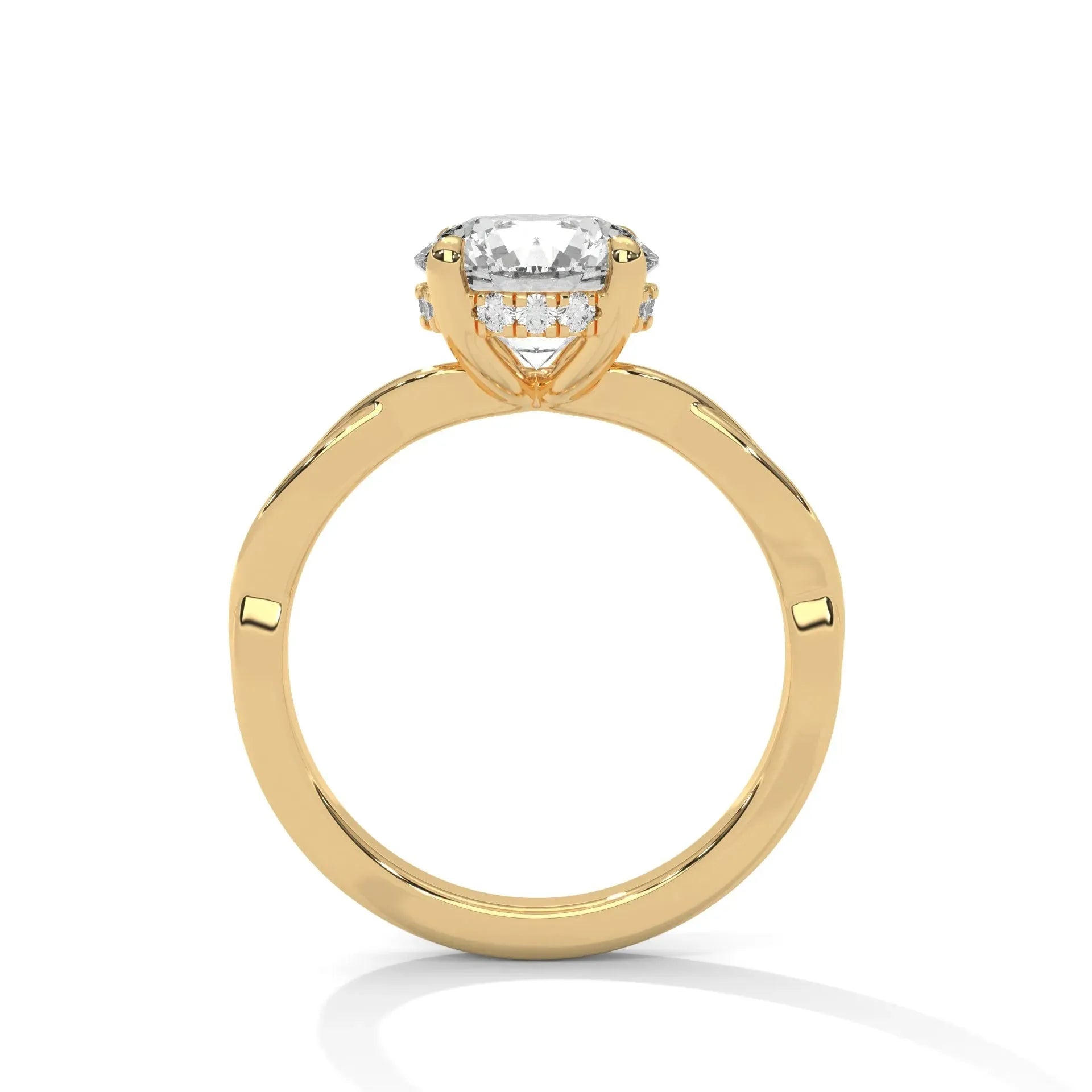 1.1 CT Round Portuguese Cut Moissanite Infinity Twist Solitaire Engagement Ring in 925 Sterling Silver
