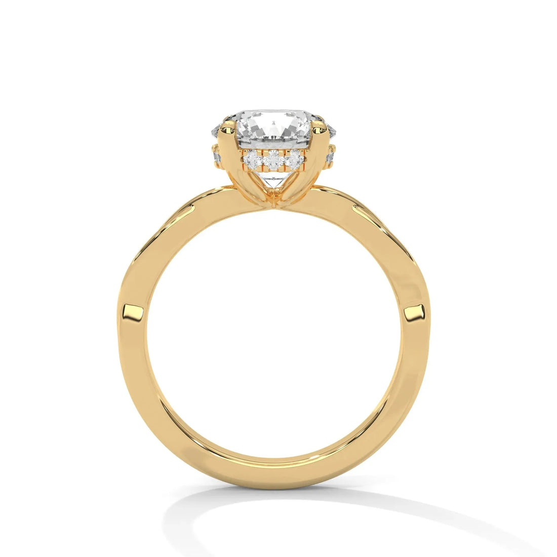 1.1 CT Round Portuguese Cut Moissanite Infinity Twist Solitaire Engagement Ring in 925 Sterling Silver