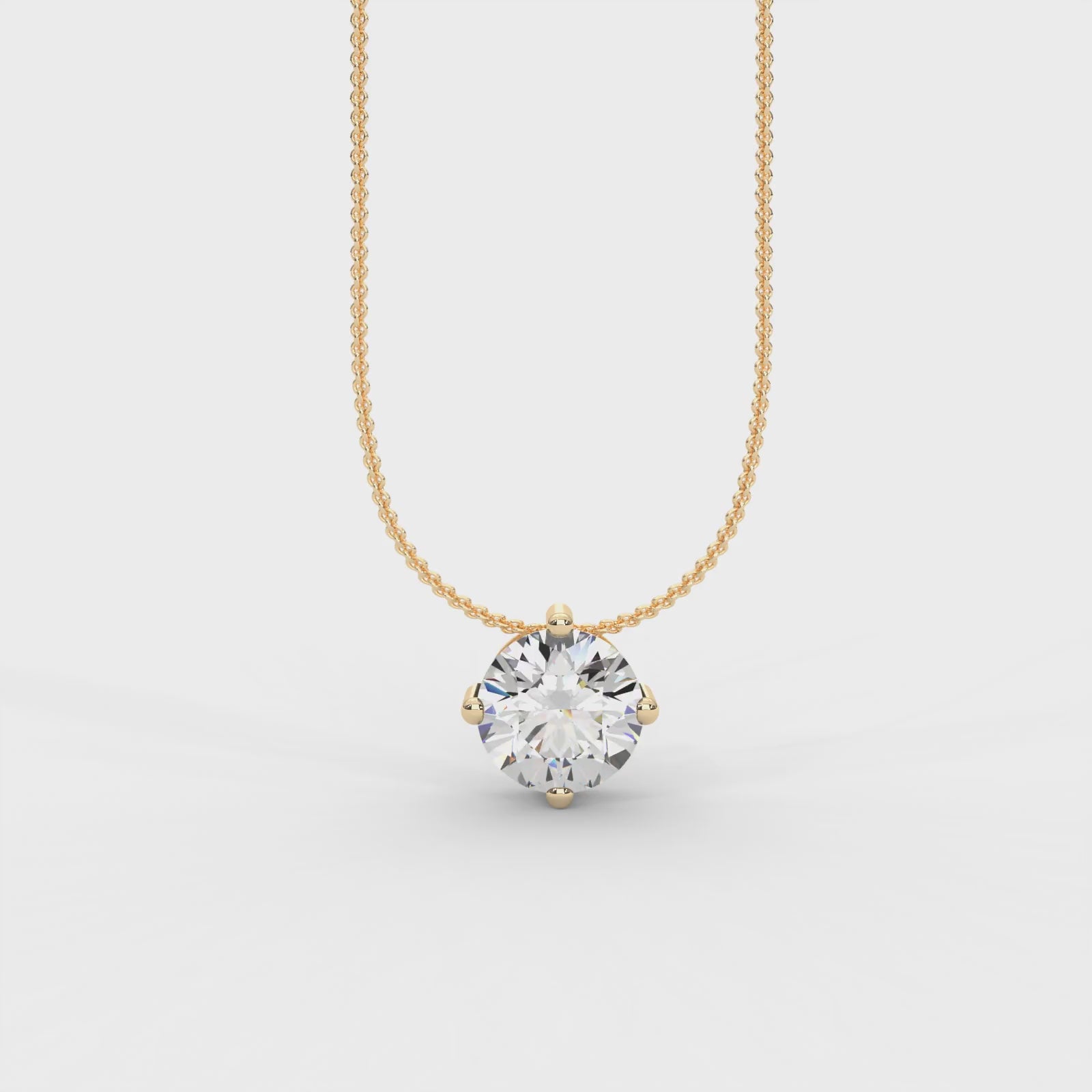 Round Moissanite Solitaire Pendant - 1 CARAT in 14K Yellow Gold Plated