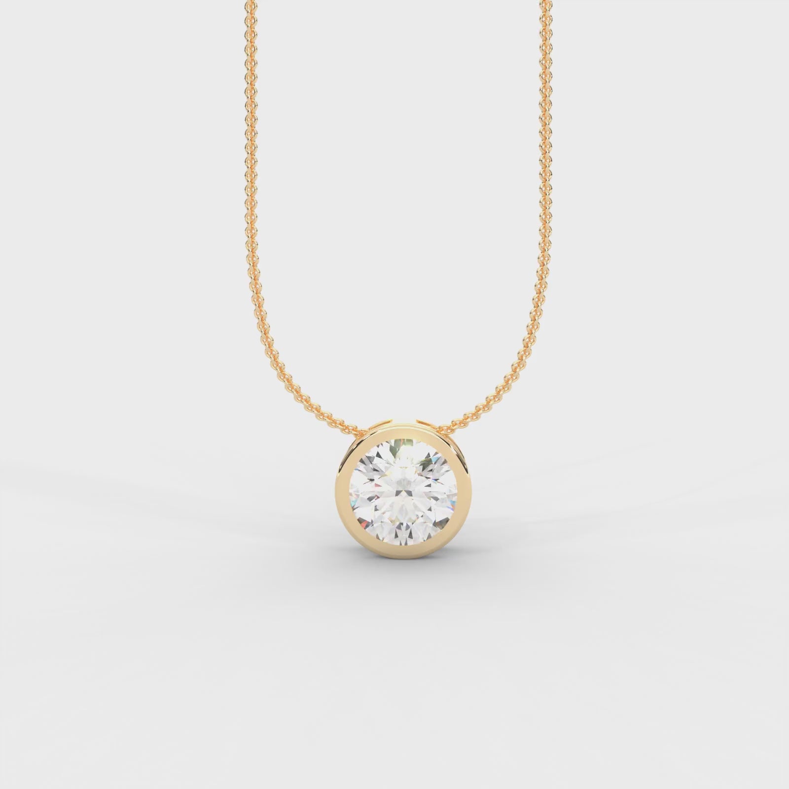 Round Moissanite Bezel Set Solitaire Pendant - 1 CARAT in 14K Yellow Gold Plated