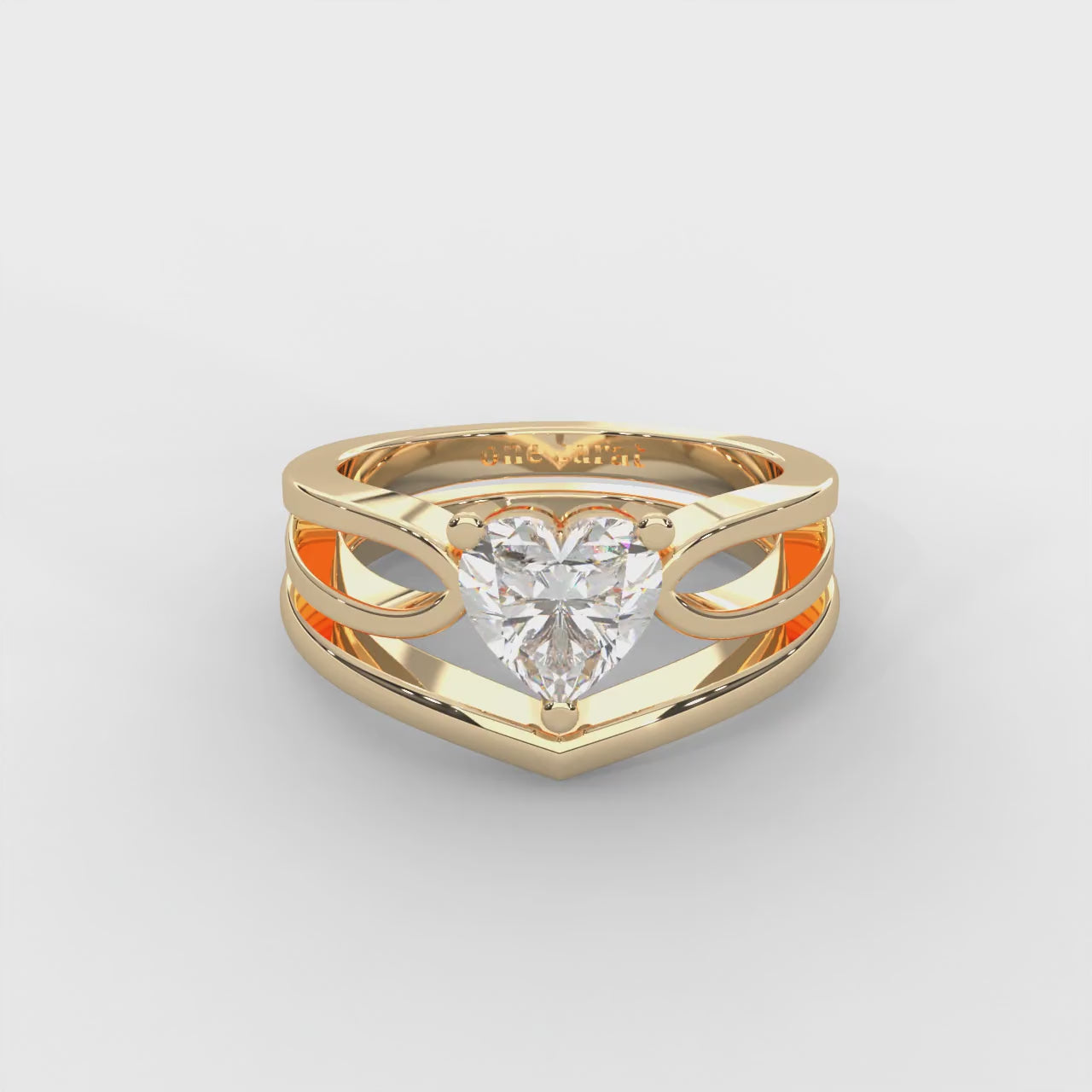 0.80 CARAT Heart Moissanite Split Shank Solitaire Bridal Set Ring in 14K White Gold Plated