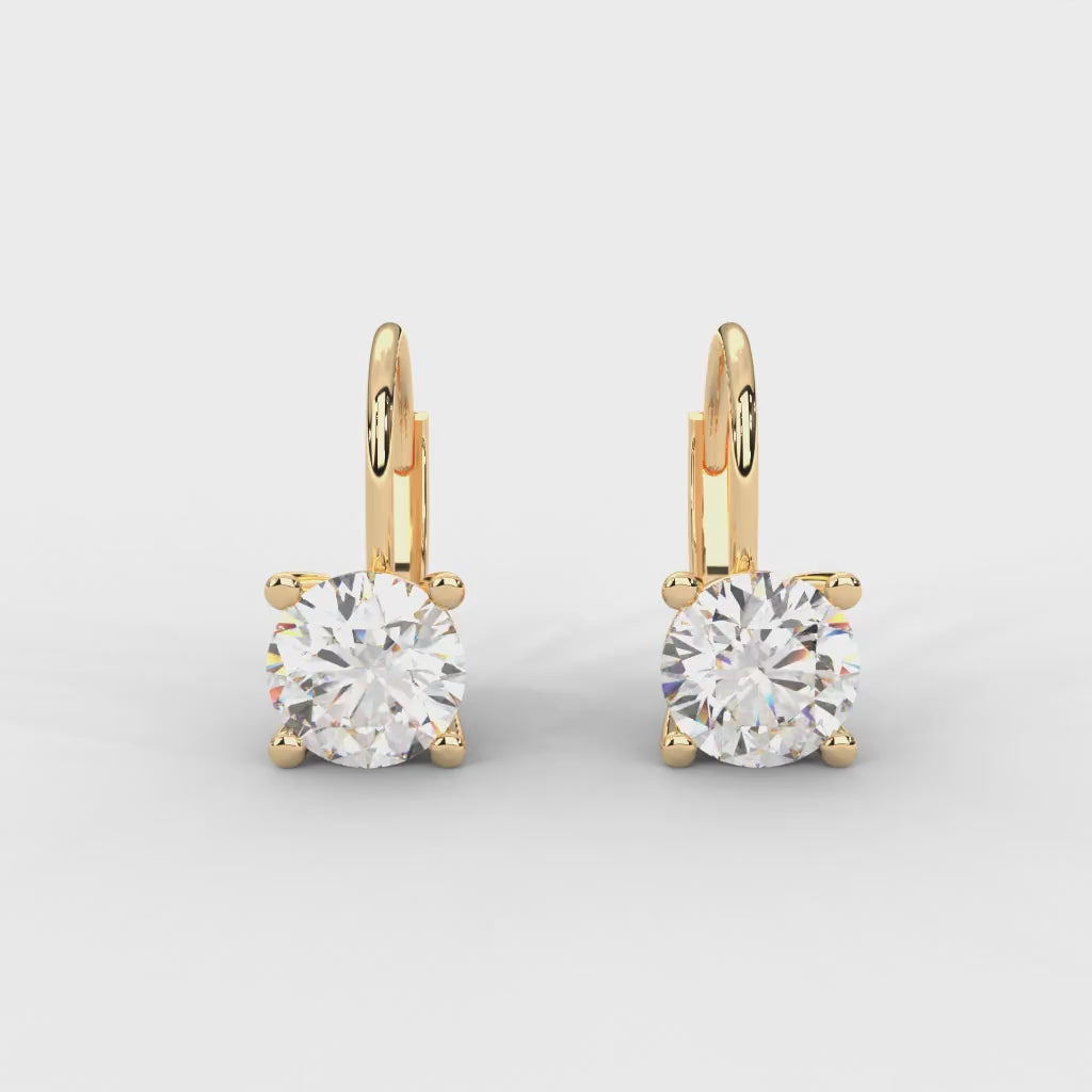 1 CARAT Round Moissanite Solitaire Stud Earrings in 14K white Gold Plated