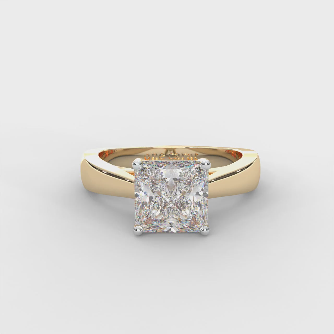 Princess Moissanite Four Prong Solitaire Ring - 1 CARAT in 14K White Gold Plated