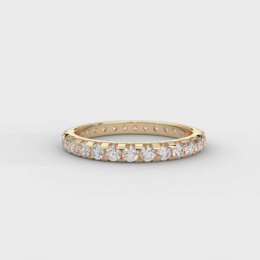 0.96 CARAT Round Moissanite Eternity Band in 14K Yellow Gold Plated