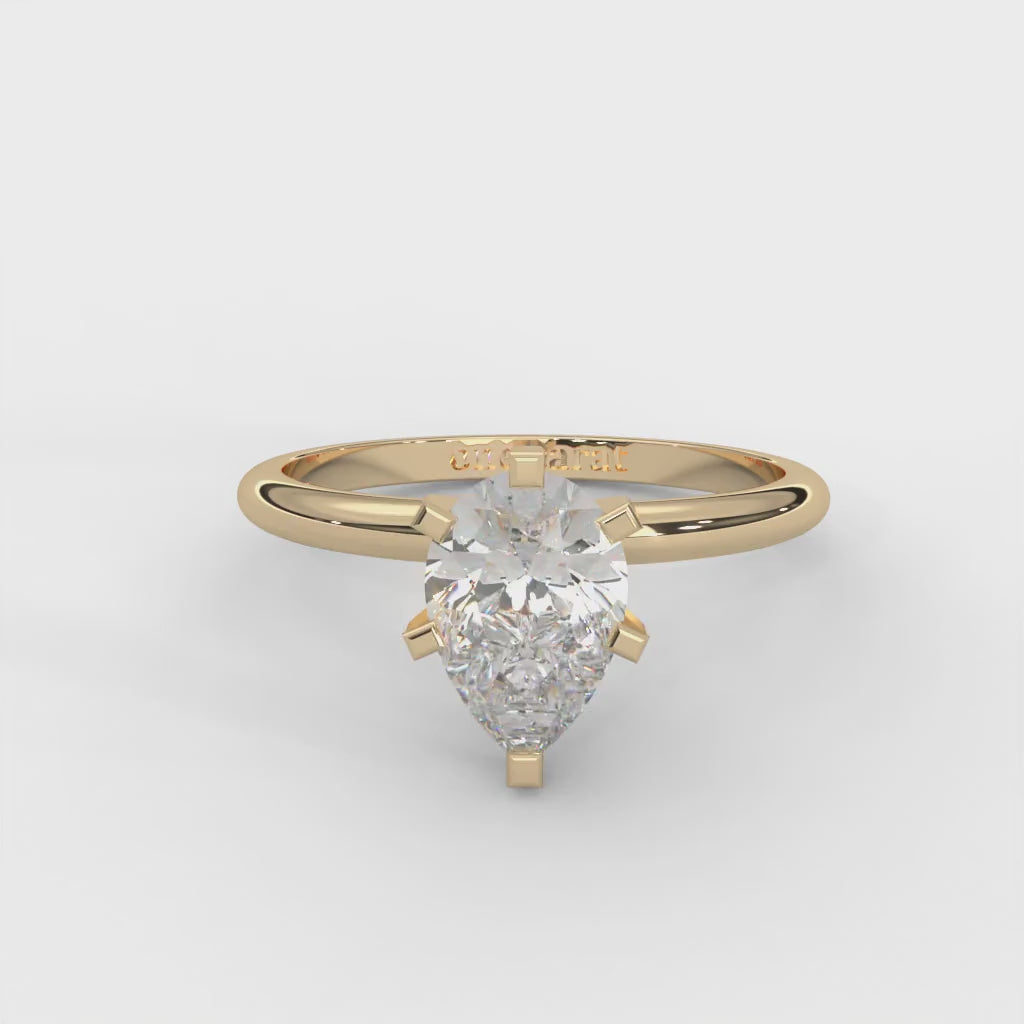 Pear Moissanite Solitaire Ring - 1 CARAT in 14K Rose Gold Plated