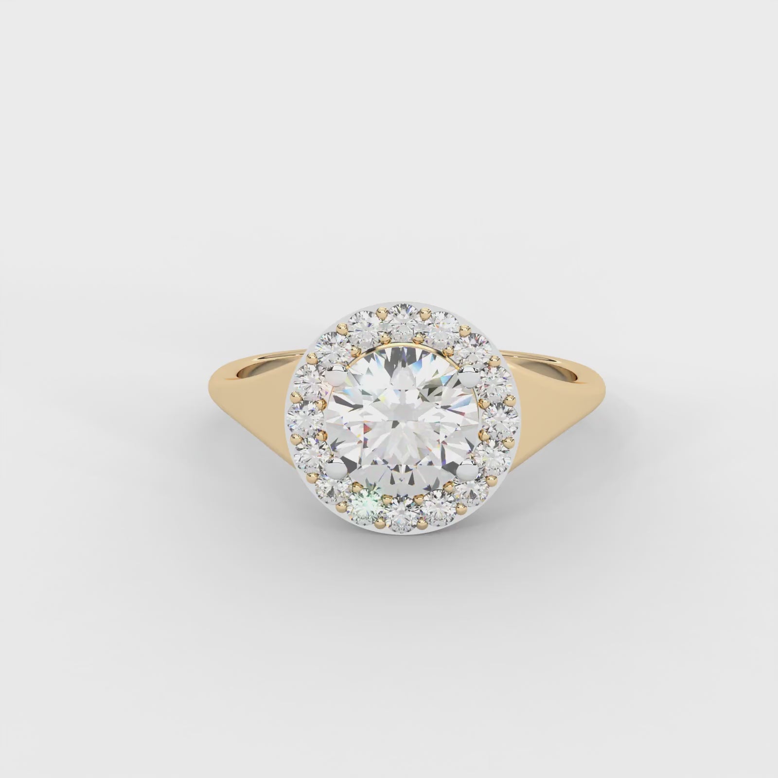 Round Moissanite Halo Knife Edge Ring - 1 CARAT in 14K Rose Gold Plated