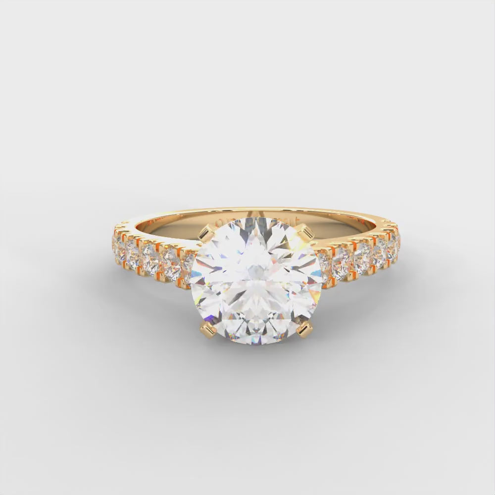 1 CARAT Round Moissanite Solitaire with Side Accents Engagement Ring in 14K White Gold Plated