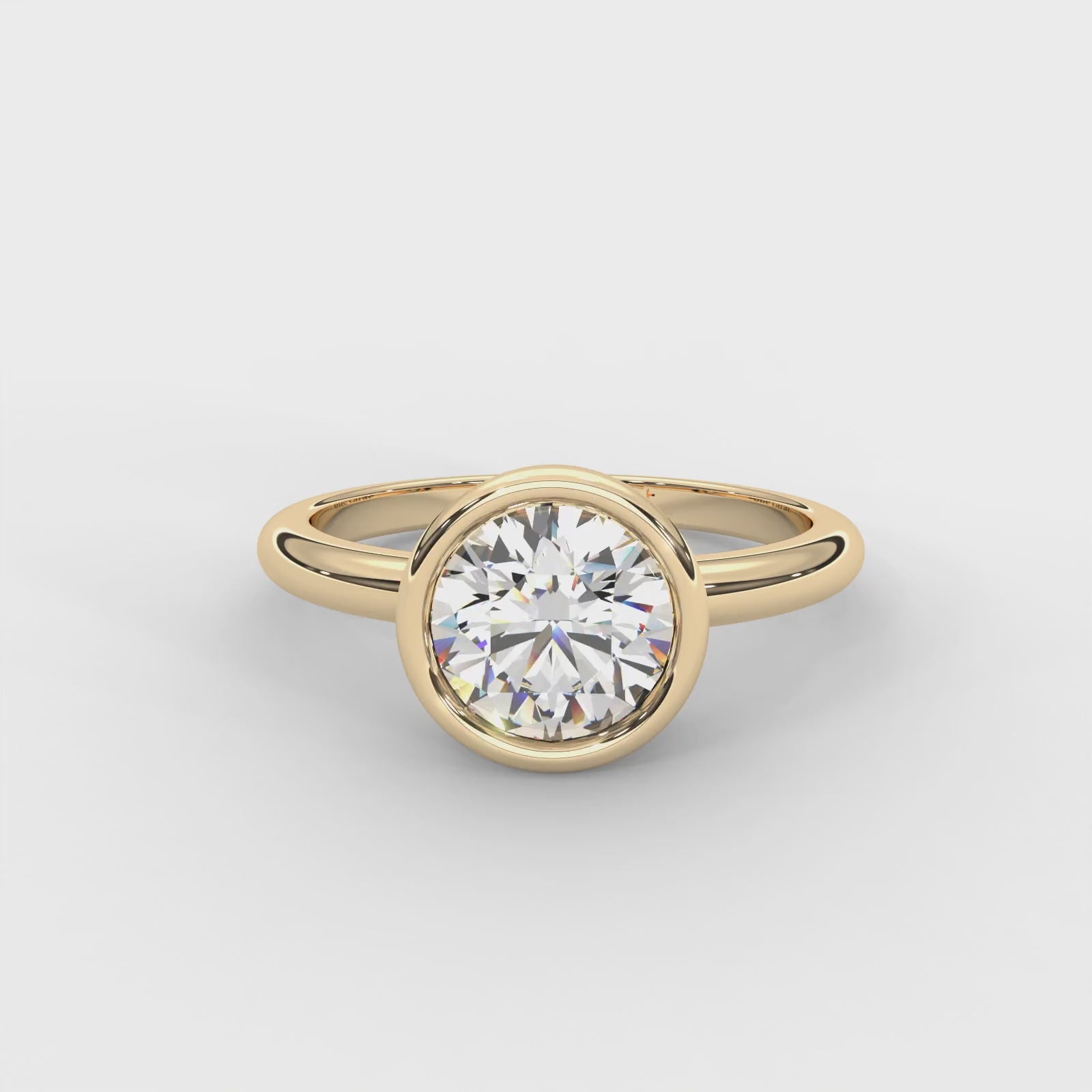 Round Moissanite Bezel Set Solitaire Ring - 1 CARAT in 14K White Gold Plated