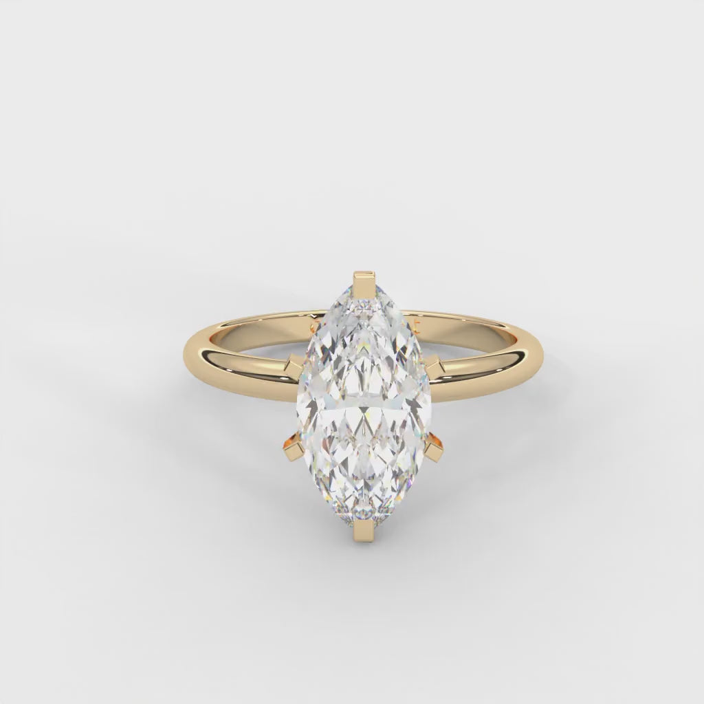 Marquise Moissanite Solitaire Ring - 1 CARAT in 14K Two-Tone Gold Plated