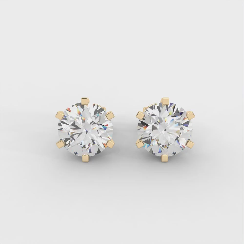 Round Moissanite Stud Earrings - 1 CARAT in 14K White Gold Plated