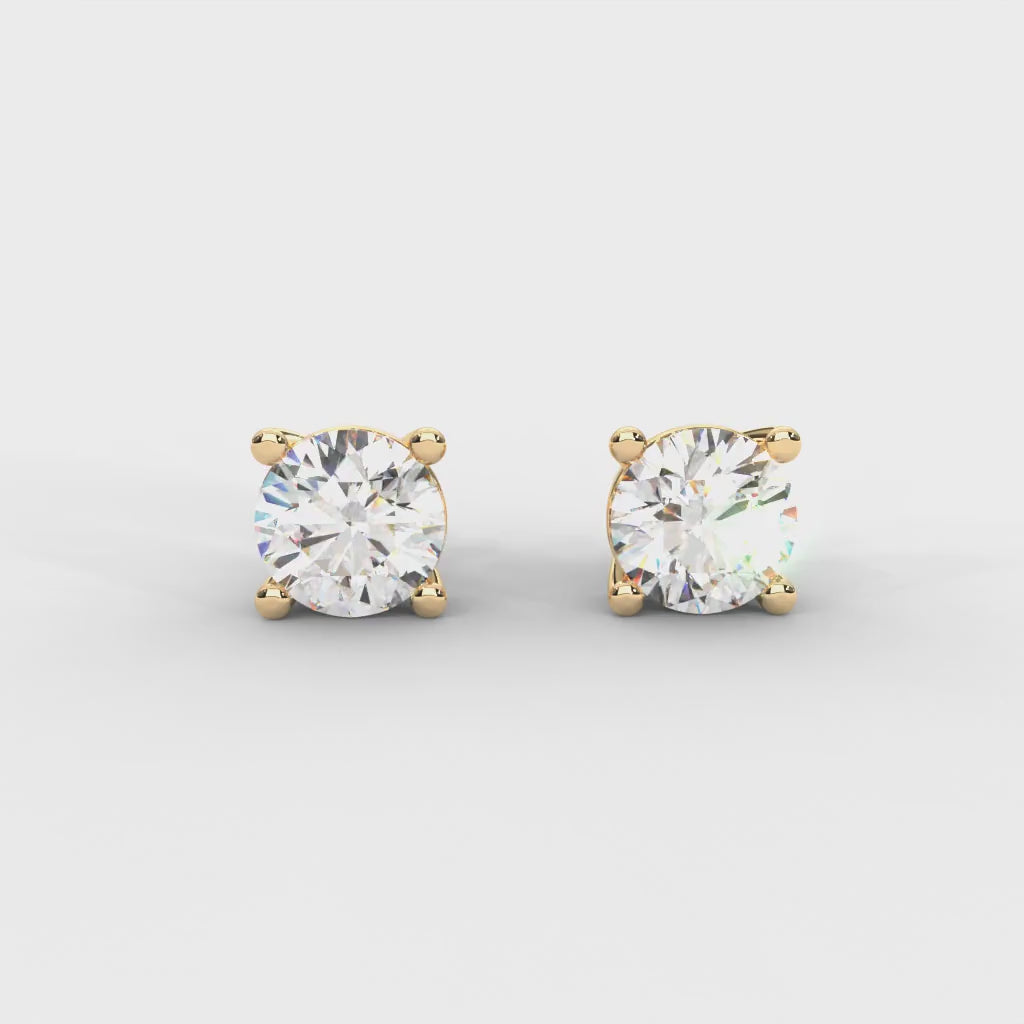 1 CARAT Round Moissanite Four Prong Screw-Back Earrings in 14K White Gold Plated