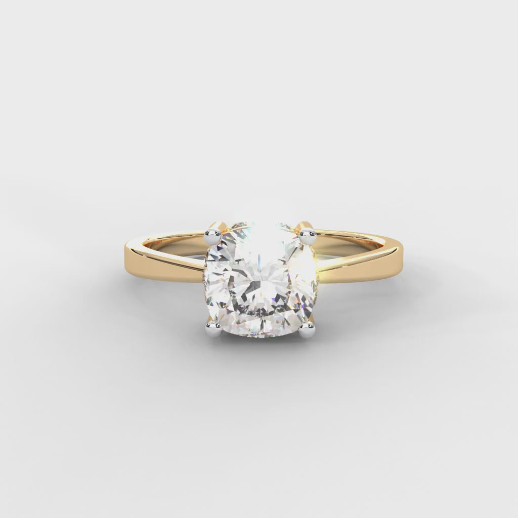 Cushion Moissanite Solitaire with Hidden Accents - 1 CARAT in 14K Yellow Gold Plated