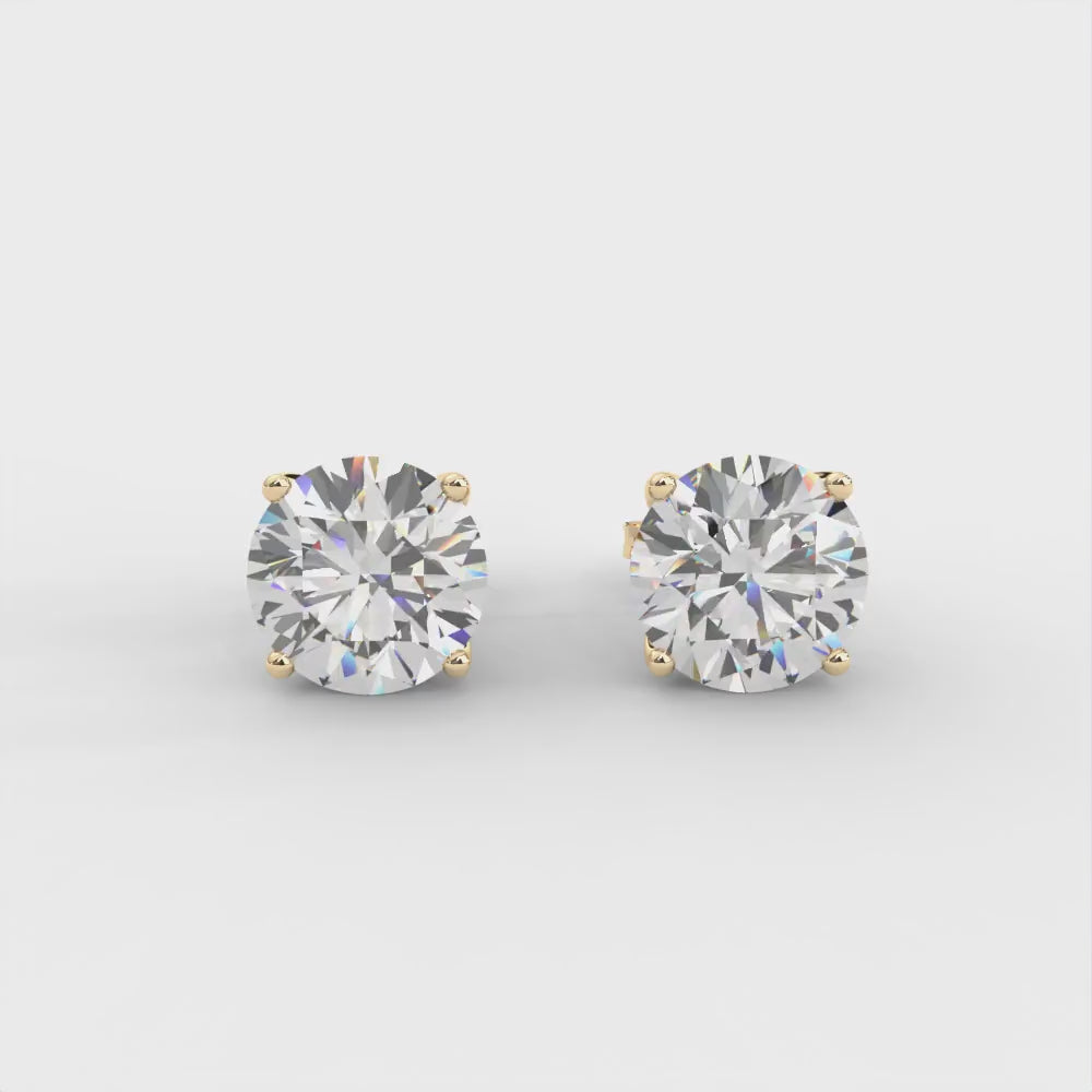 1 CARAT Round Moissanite Four Prong Martini Solitaire Stud Earrings in 14K Yellow Gold Plated