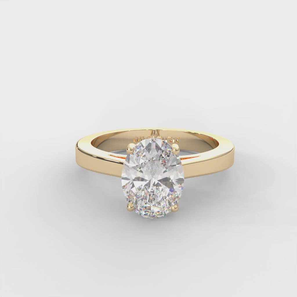 Oval Moissanite Solitaire Ring - 1 CARAT in 14K Yellow Gold Plated