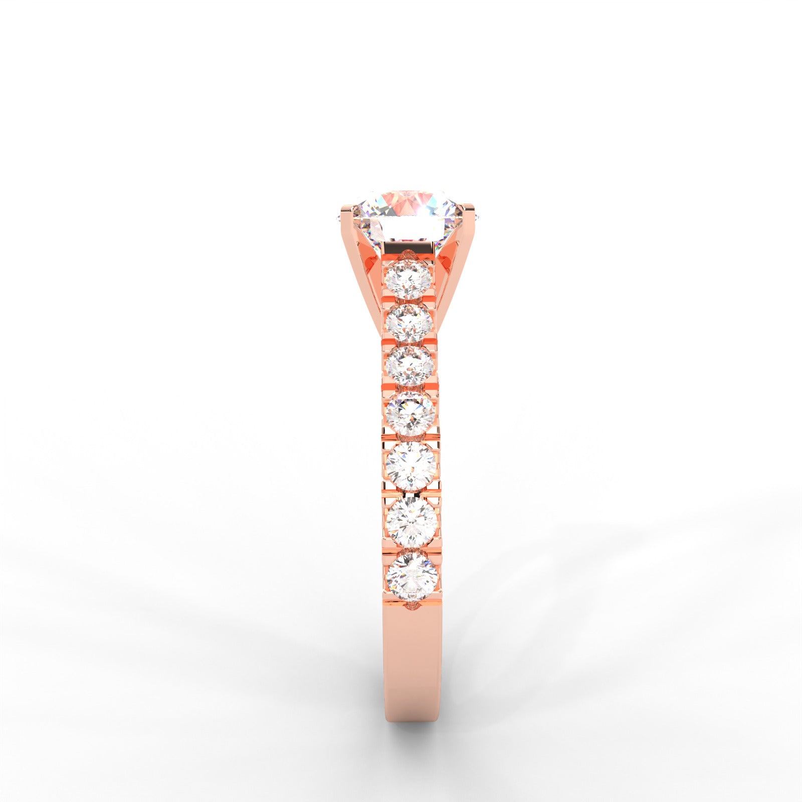 1 CARAT Round Moissanite Solitaire with Side Accents Engagement Ring in 14K White Gold Plated