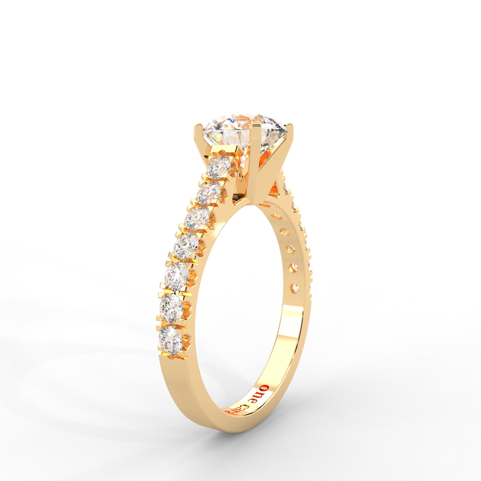 1 CARAT Round Moissanite Solitaire with Side Accents Engagement Ring in 14K White Gold Plated