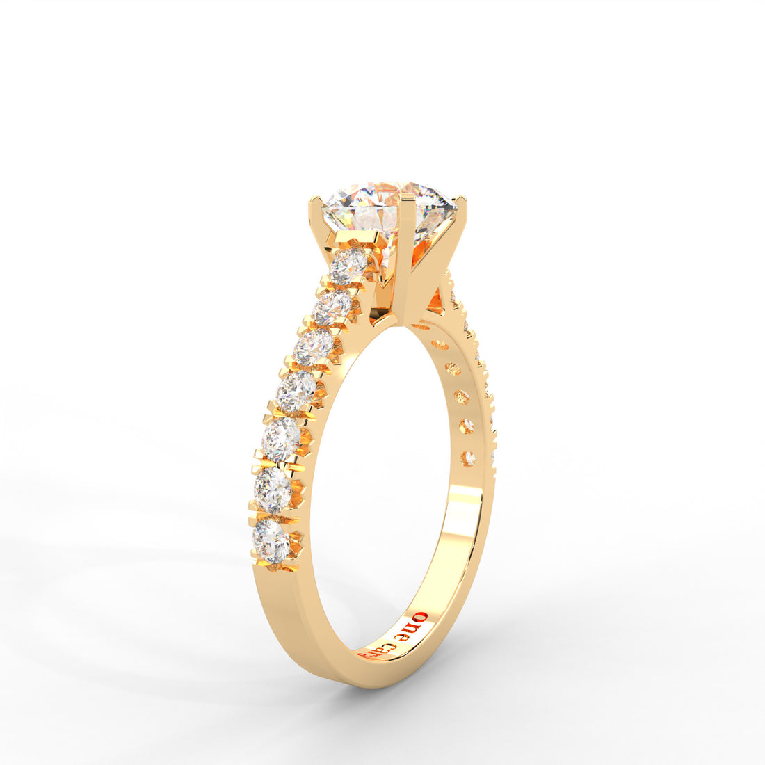 1 CARAT Round Moissanite Solitaire with Side Accents Engagement Ring in 14K White Gold Plated