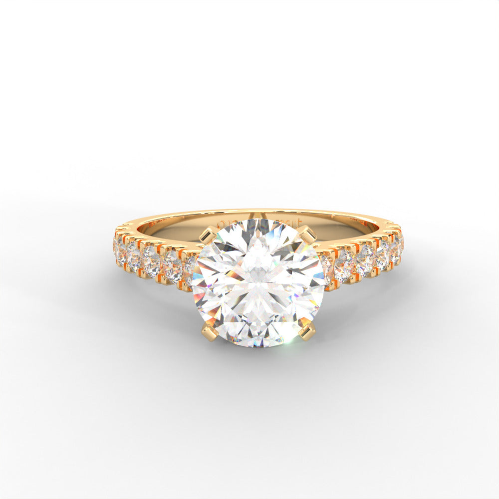 1 CARAT Round Moissanite Solitaire with Side Accents Engagement Ring in 14K White Gold Plated