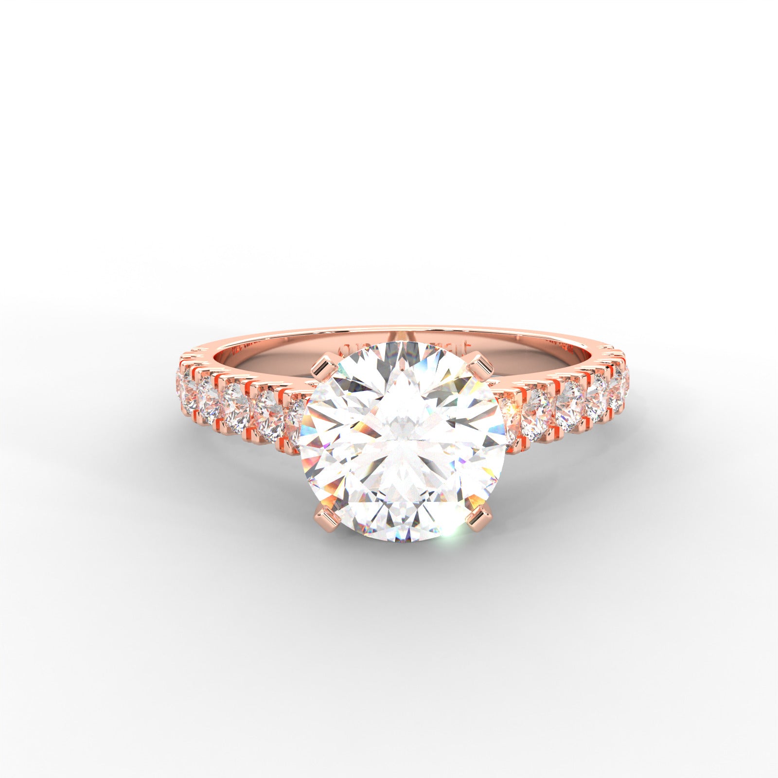 1 CARAT Round Moissanite Solitaire with Side Accents Engagement Ring in 14K White Gold Plated